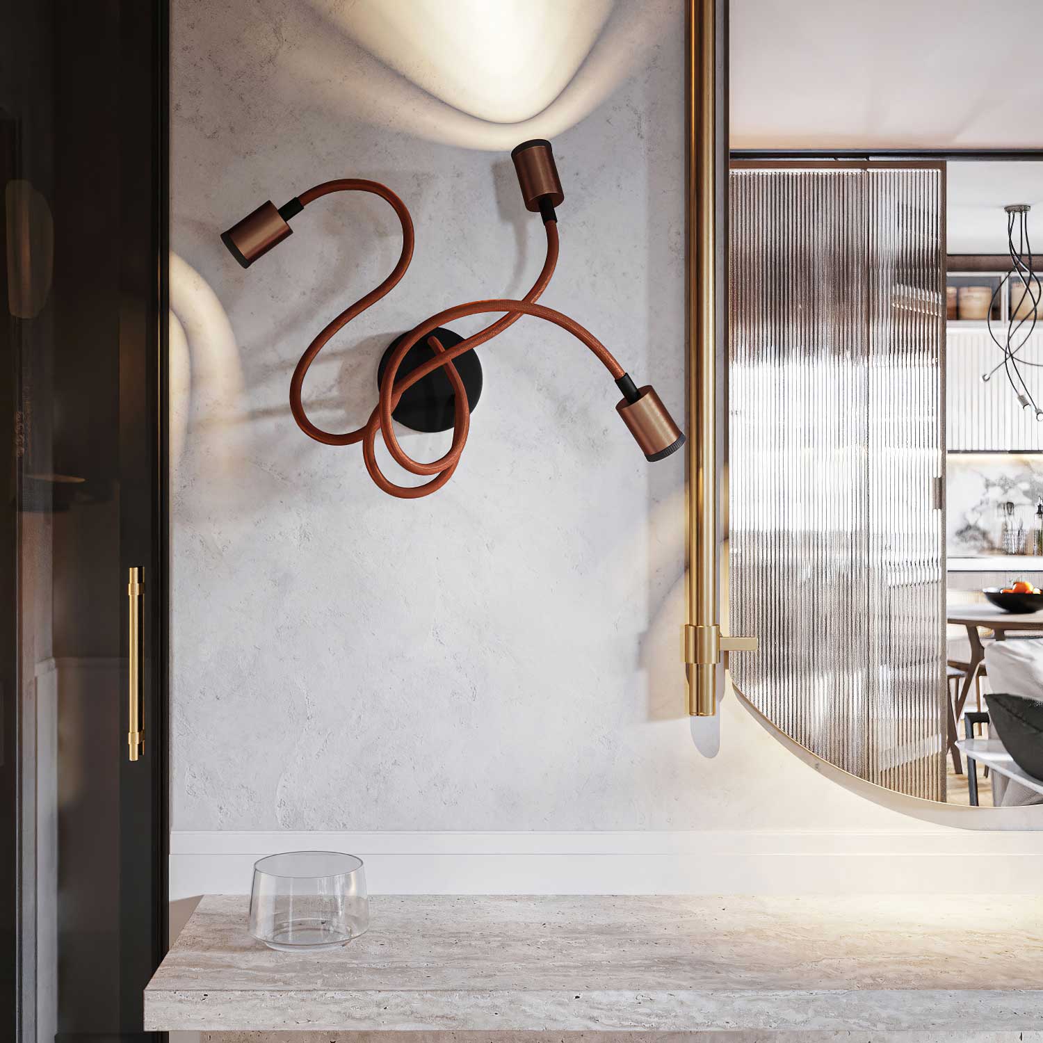 Lampada Mini faretto SPOTLIGHT GU1d0 Flex 60 da parete e soffitto - Rame satinato - Creative Cables