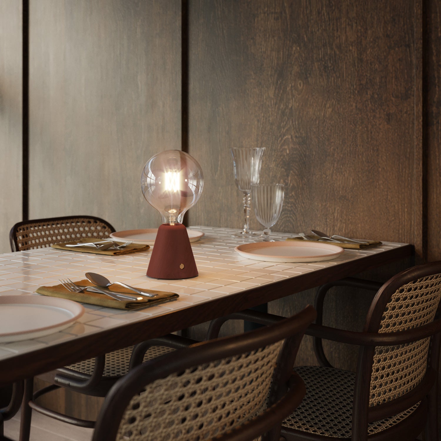 Lampada portatile ricaricabile Cabless01 con lampadina globo G125 - Terracotta