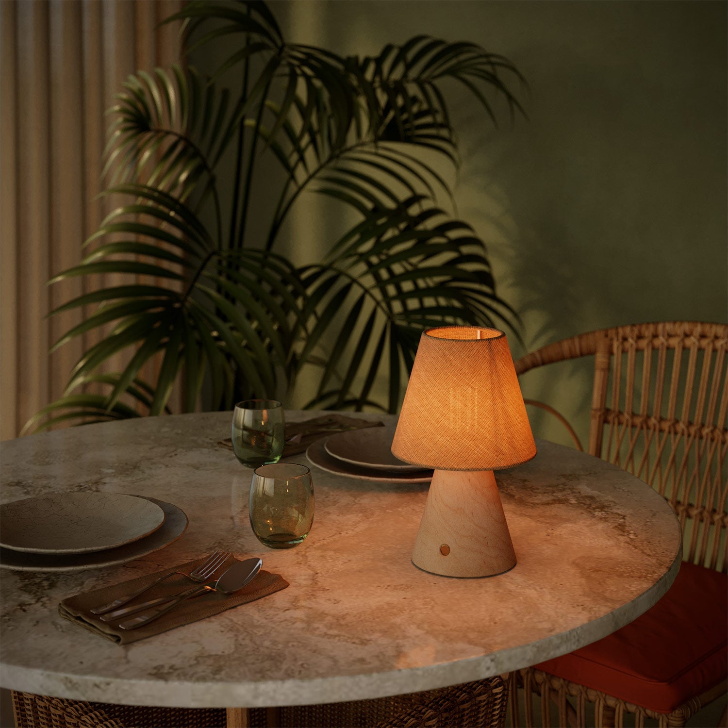 Lampada portatile ricaricabile Cabless11 con lampadina a goccia e paralume - Neutro