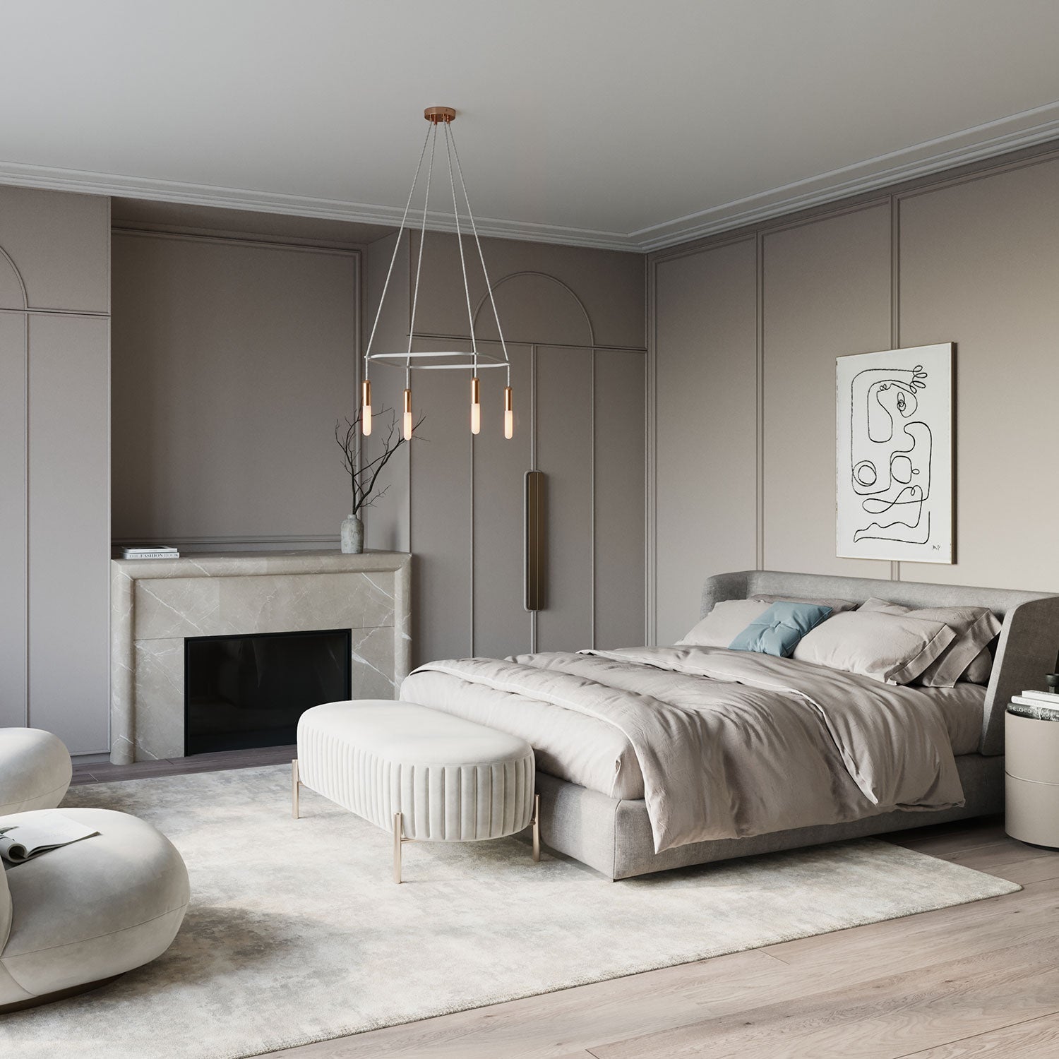 Lampadario Cage a 4 cadute P-Light - Rame