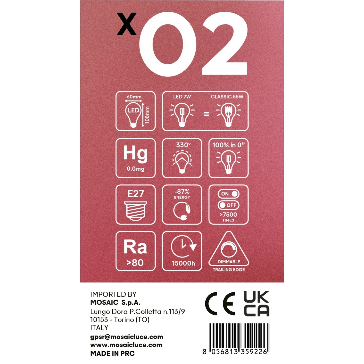 Lampadina LED a filamento incrociato Goccia A60 7W 720Lm E27 2200K Dimmerabile - X02