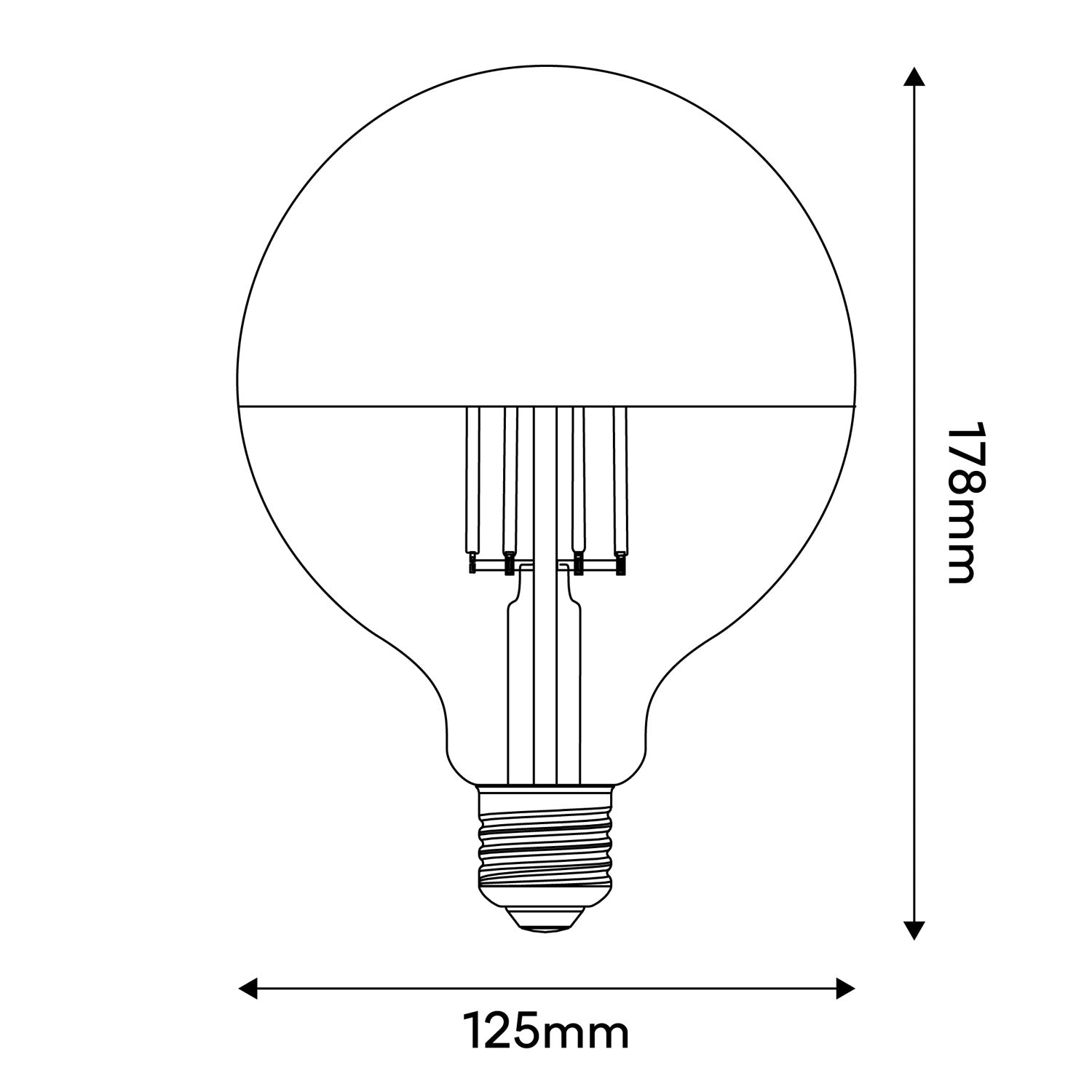 Lampadina LED Mezza Sfera Argento Globo G125 7W 650Lm E27 2700K Dimmerabile - A05