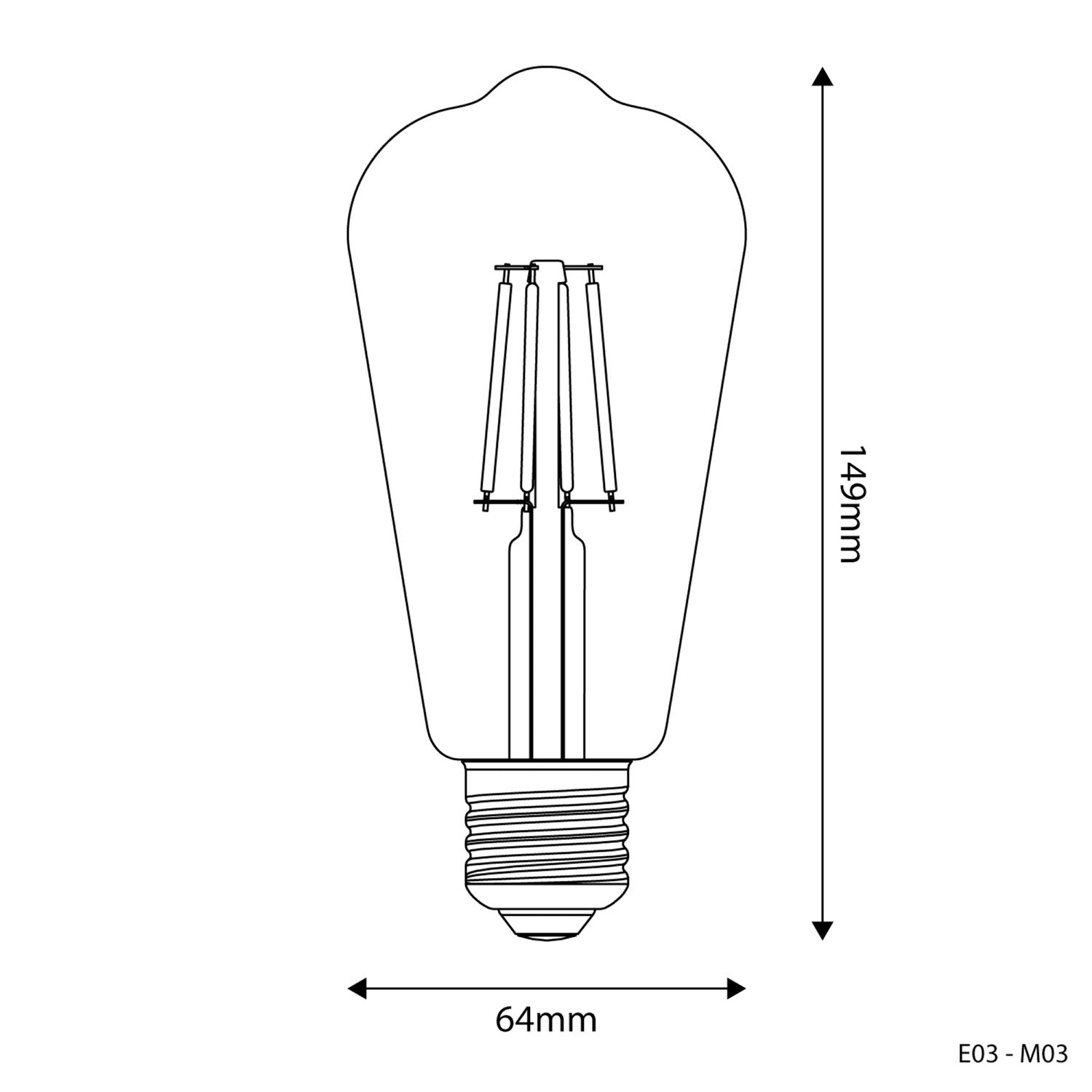 Lampadina LED Trasparente Edison ST64 4W 470Lm E27 2700K - E03
