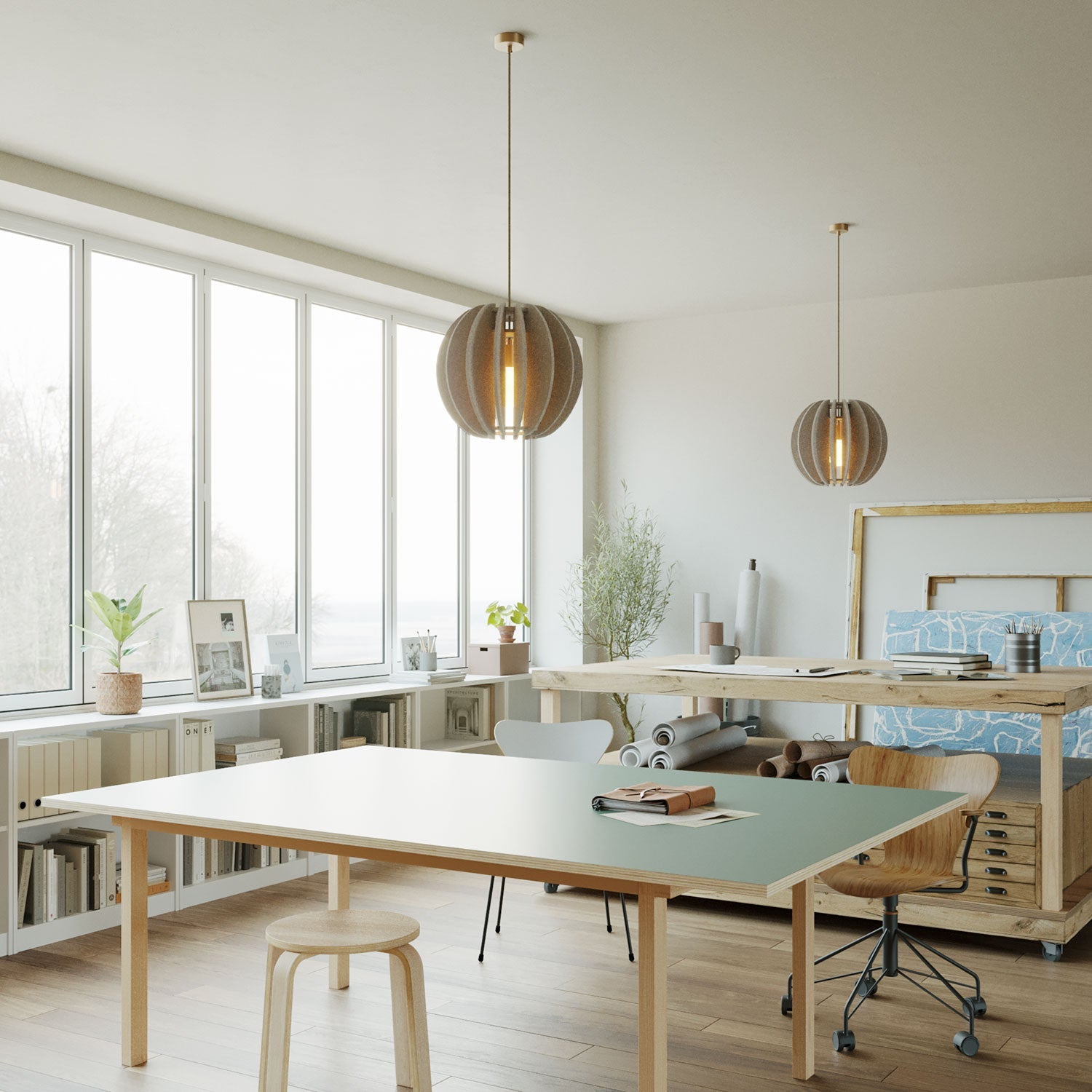 LAMPSHHADE - Pendant Lamp with Elliptical Shade - Dove gray melange