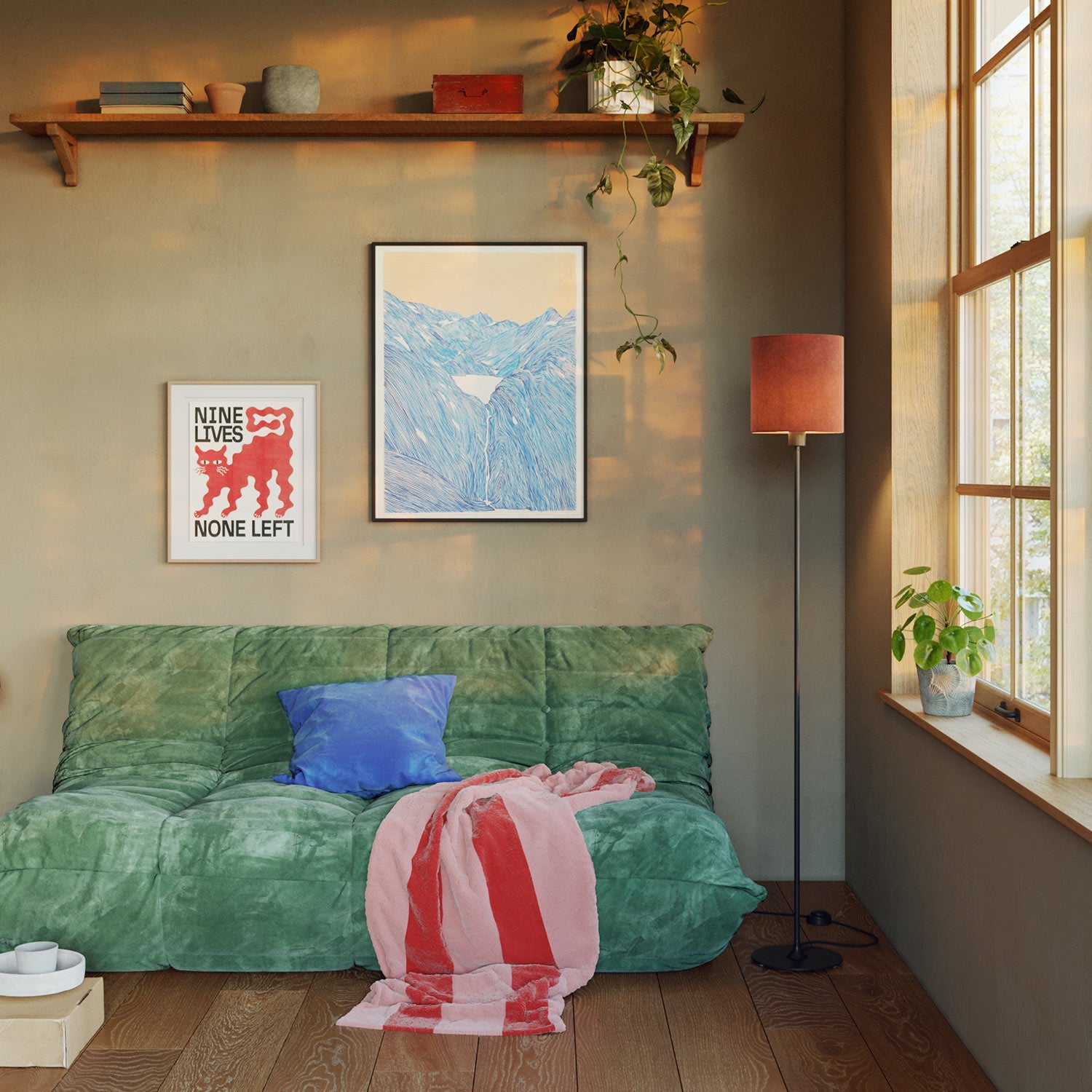 MAG-Y floor lamp with cylindrical M shade - Black