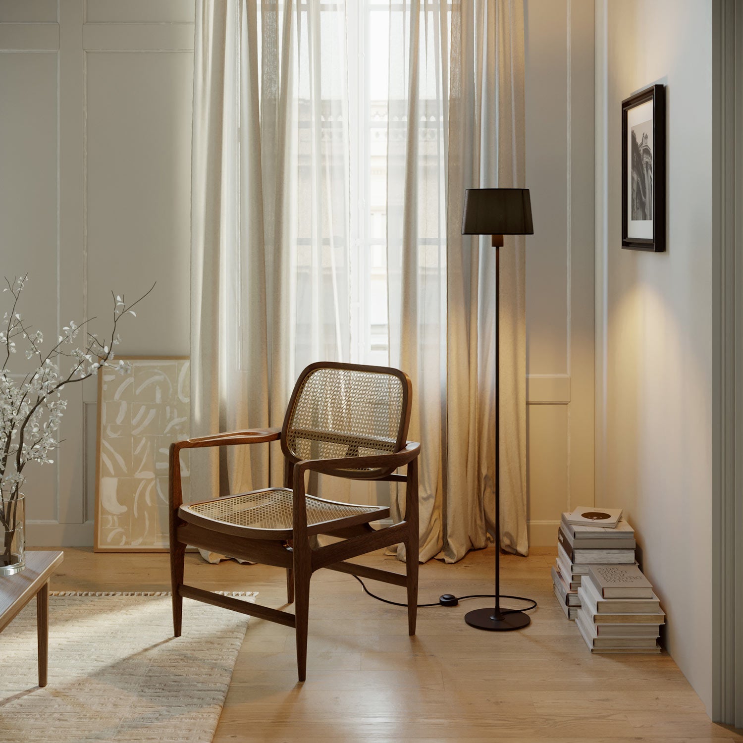 MAG-Y floor lamp with round metal base with fitting for lampshade - Black