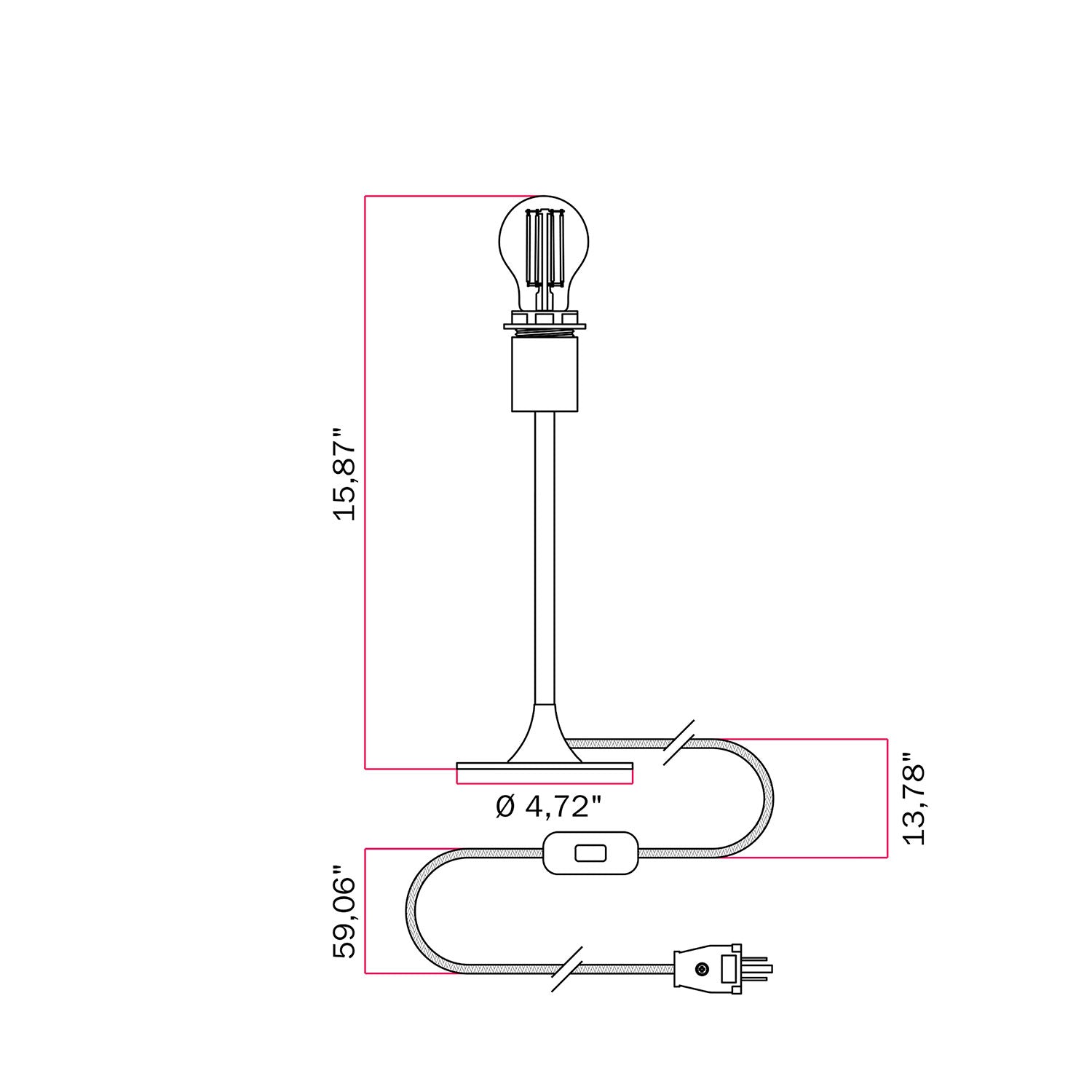 MAG-Y metal table lamp with fitting for lampshade - Matt white