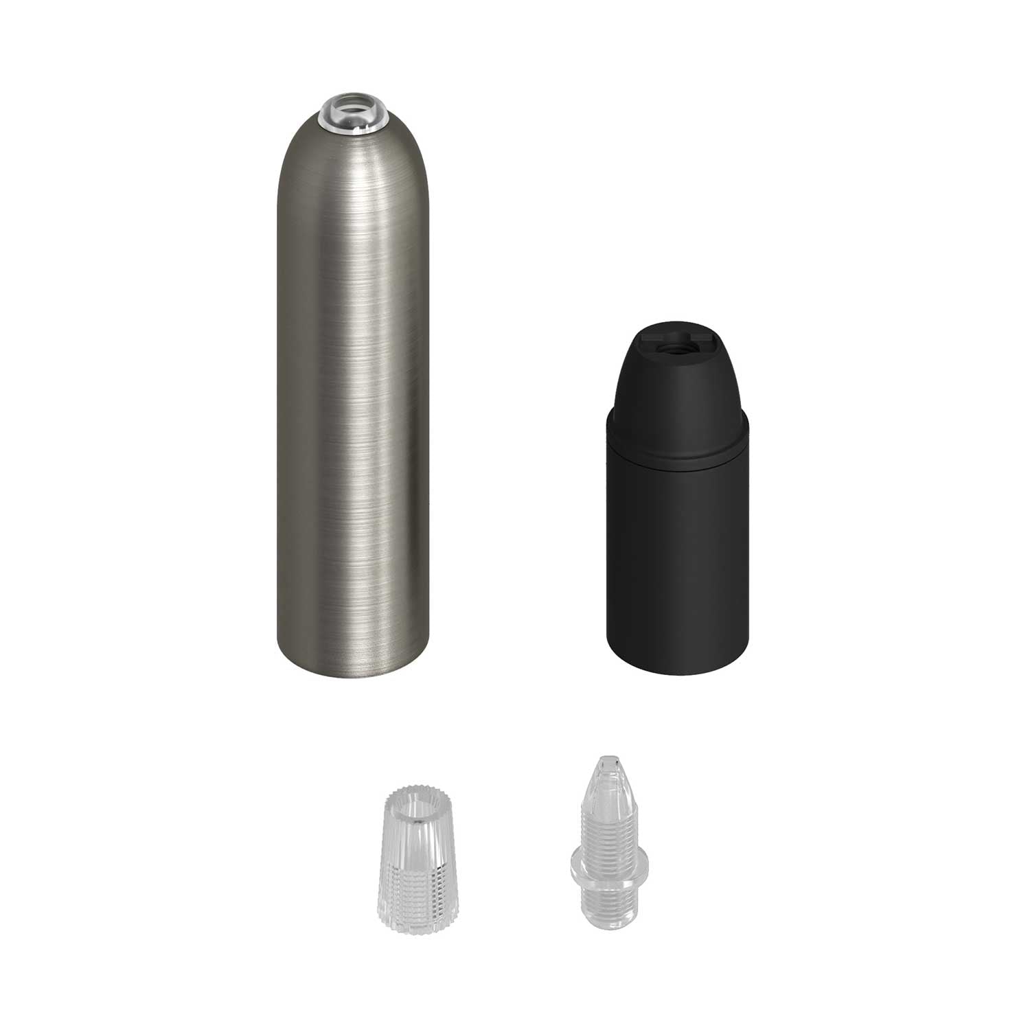 P-Light, kit portalampada E14 in metallo con serracavo a scomparsa - Titanio satinato