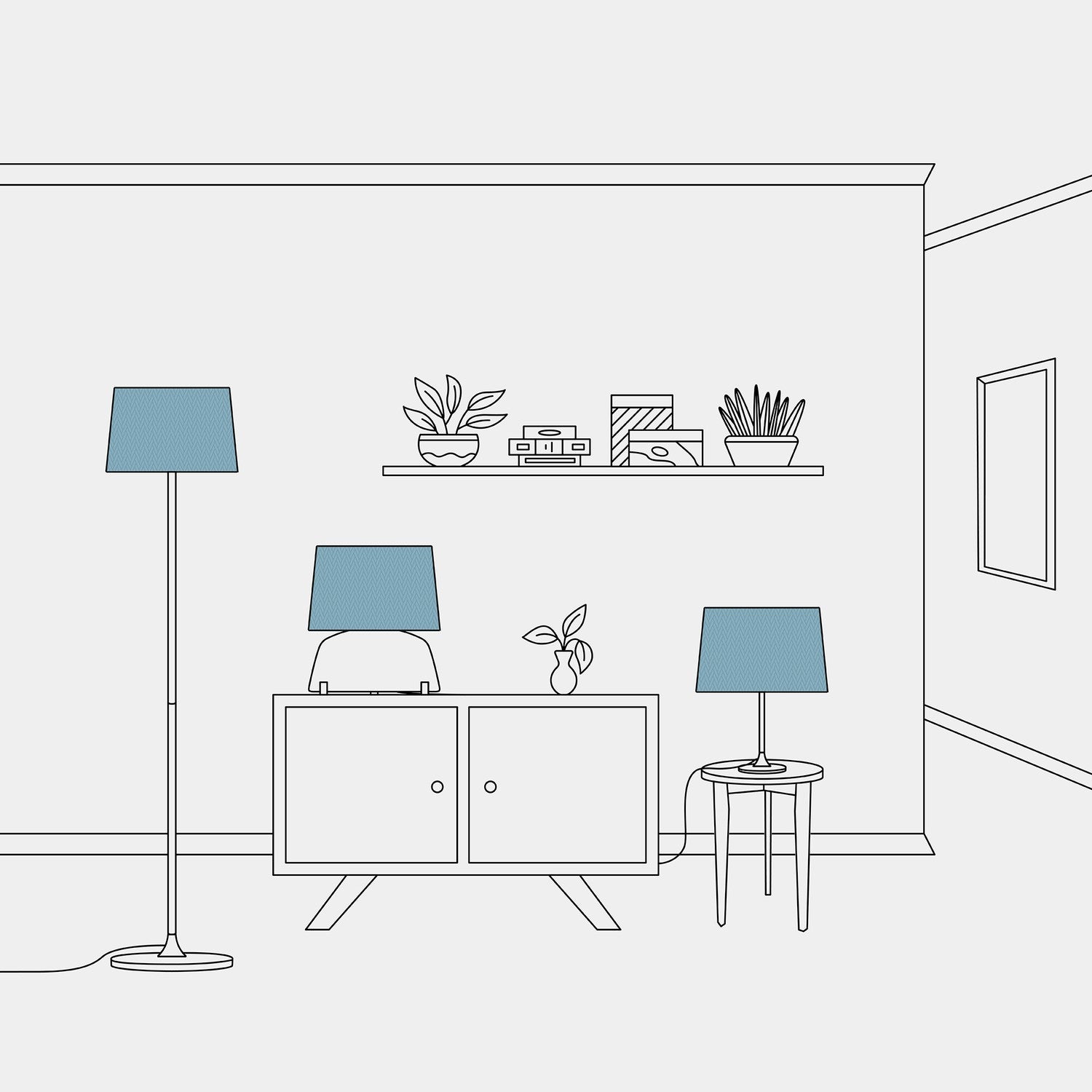 Paralume Athena con attacco E27 per lampada da tavolo - Made in Italy - Teletta azzurro severo