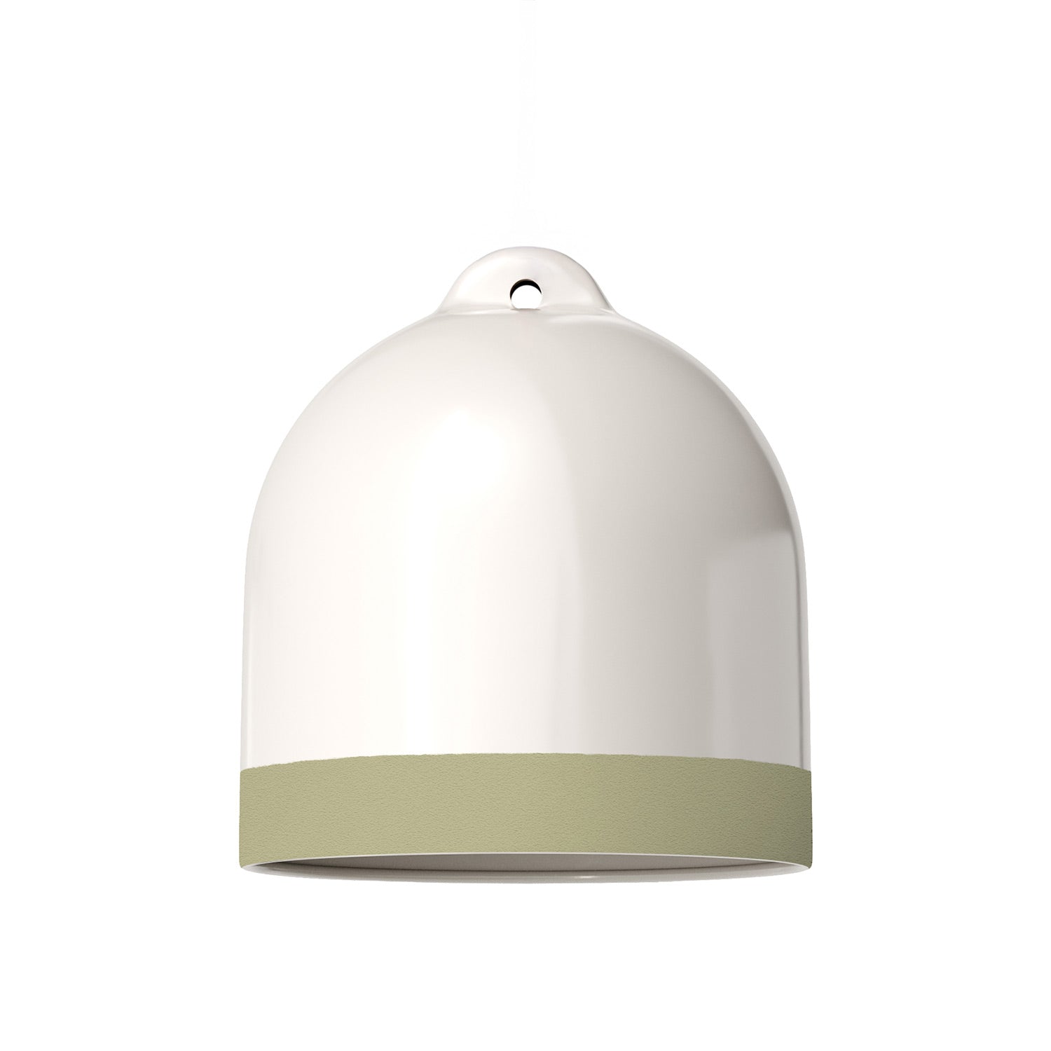 Paralume Campana M bicolore in ceramica Bianco e Verde salvia, collezione Materia - Made in Italy