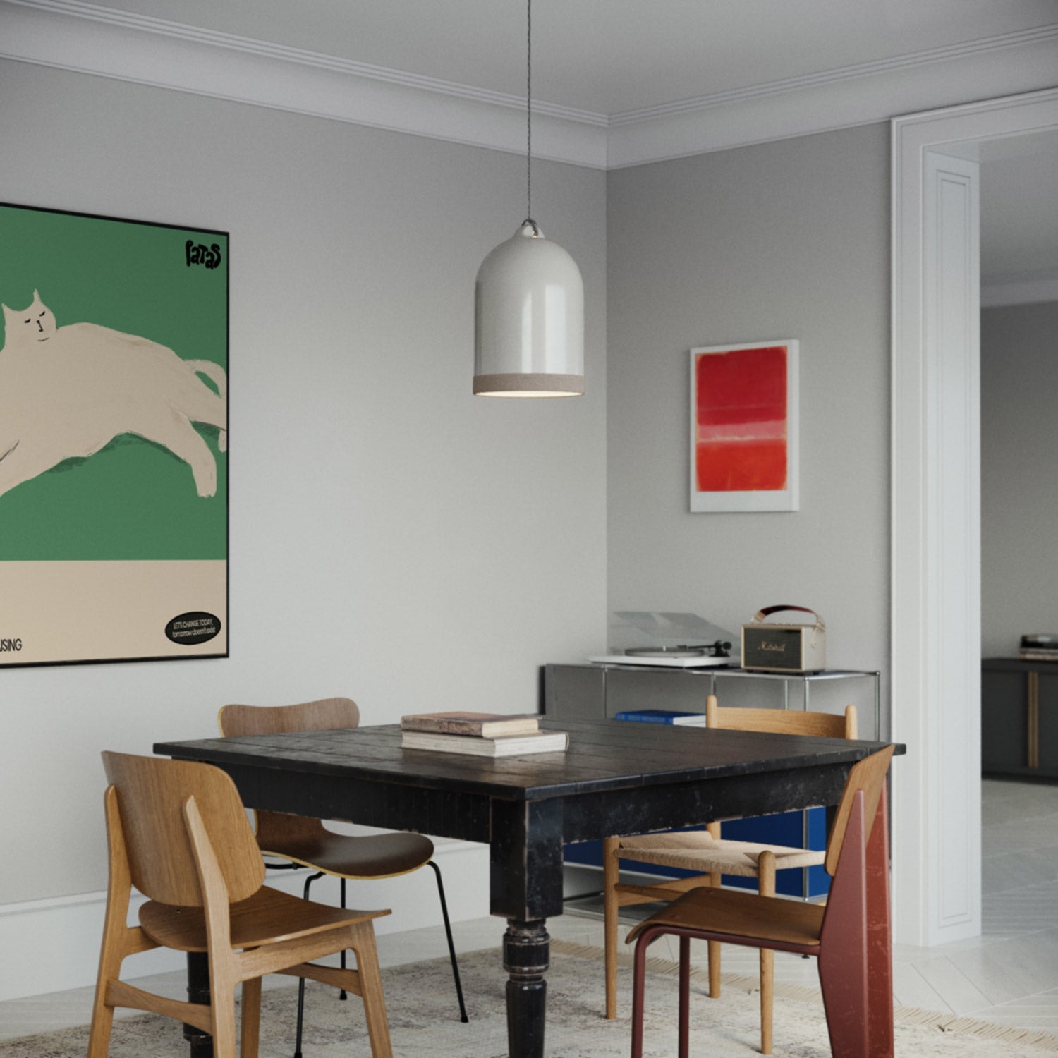 Paralume Campana XL bicolore in ceramica Bianco e Tortora, collezione Materia - Made in Italy