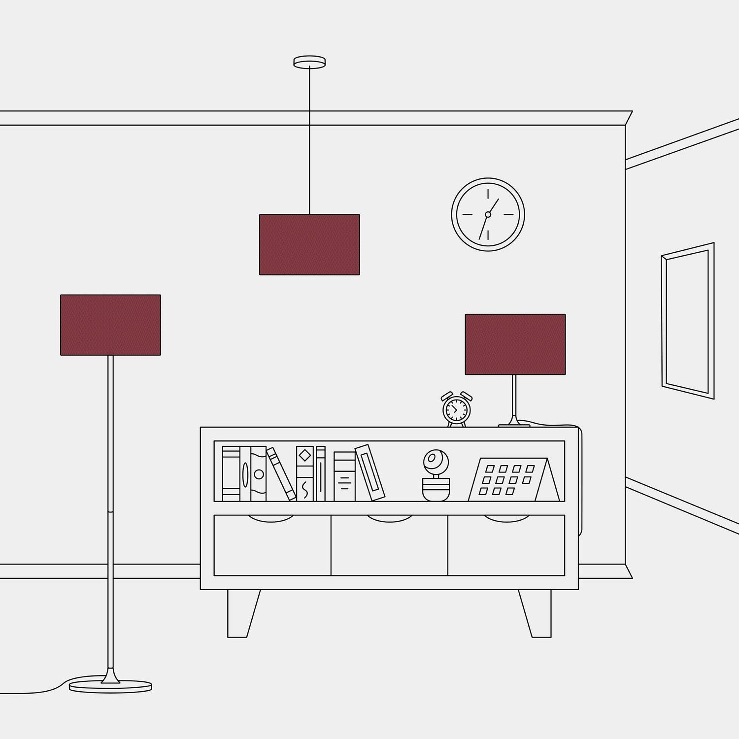 Paralume Cilindro L in tessuto con attacco E27 - Made in Italy - Arenal Bordeaux