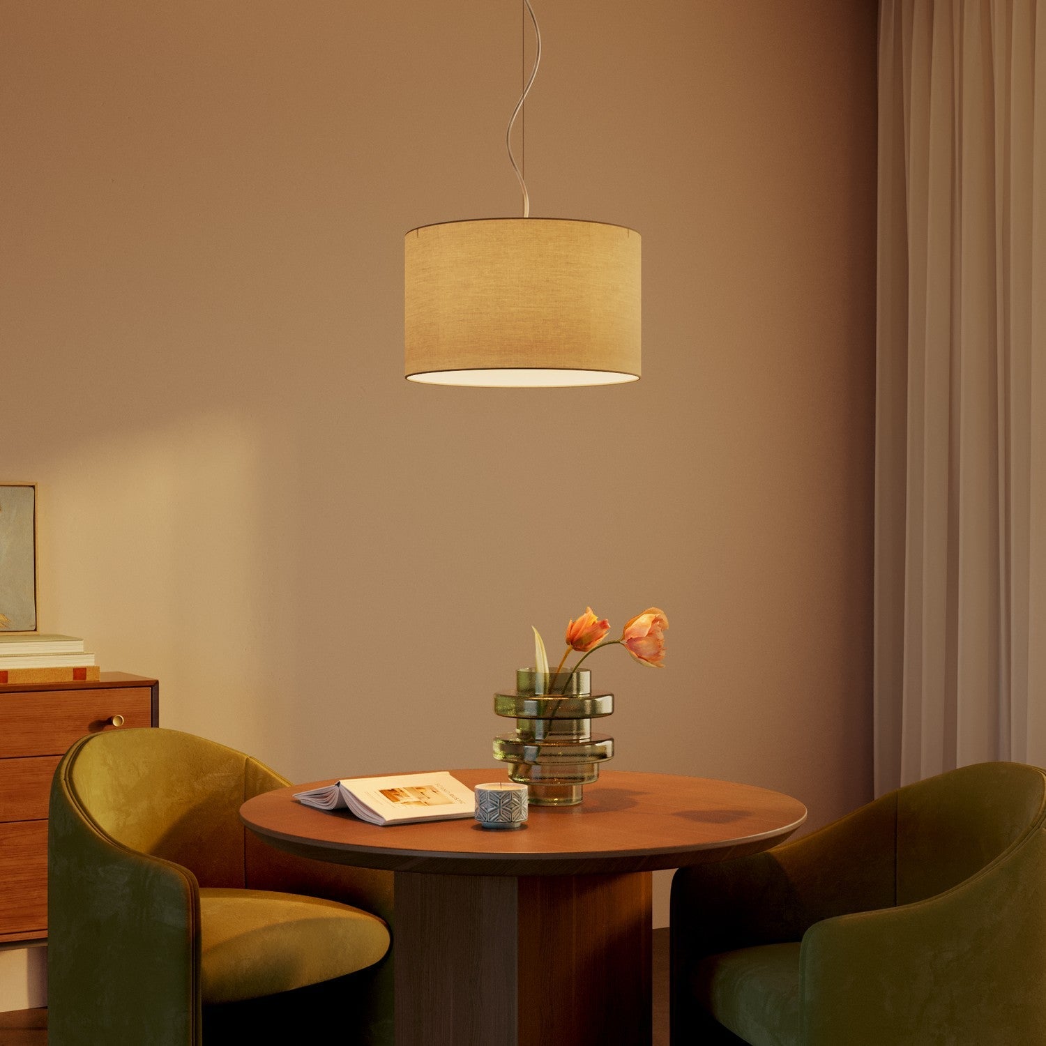 Paralume Cilindro L in tessuto con attacco E27 - Made in Italy - Arenal Tortora