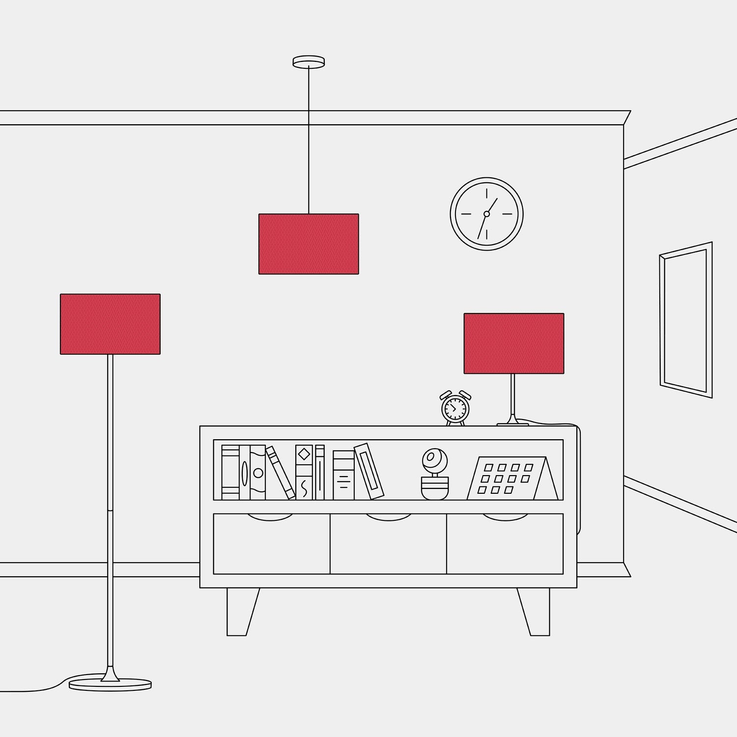 Paralume Cilindro L in tessuto con attacco E27 - Made in Italy - Teletta Rosso