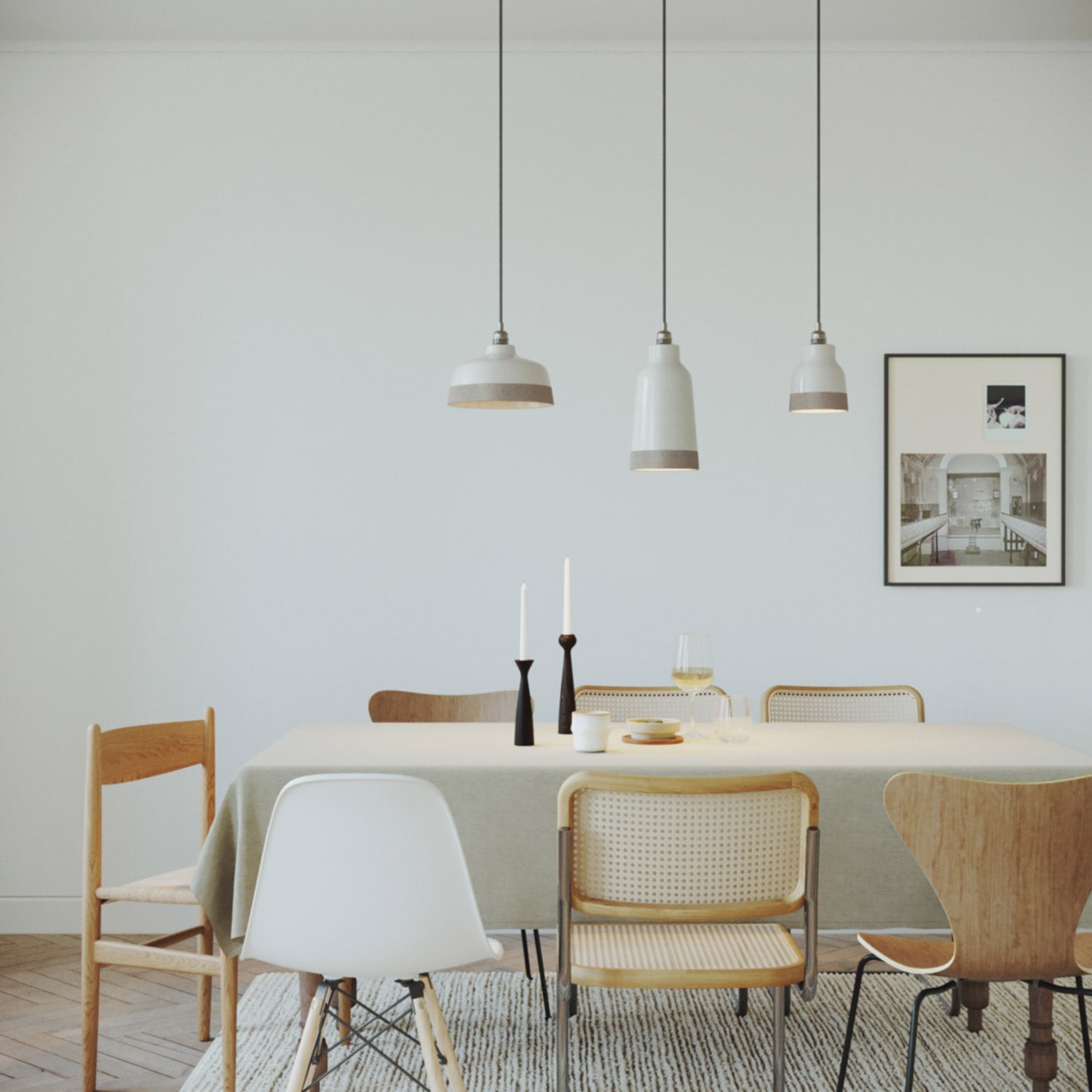 Paralume Coppa bicolore in ceramica Bianco e Tortora, collezione Materia - Made in Italy