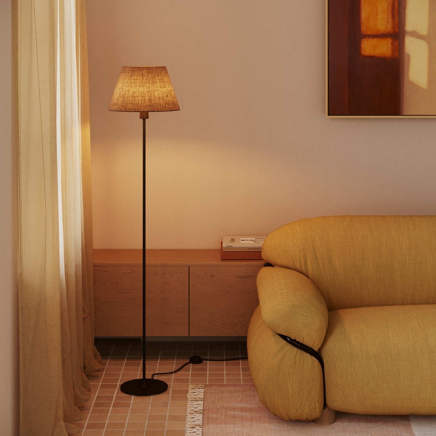 Paralume Impero M in tessuto per lampada da terra con attacco E27 - Made in Italy - Camelot Marrone - Creative Cables