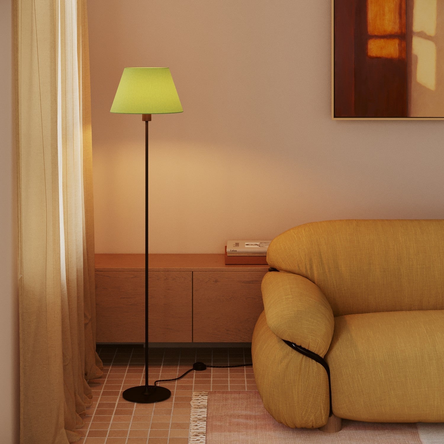 Paralume Impero M in tessuto per lampada da terra con attacco E27 - Made in Italy - Cinette Verde Pistacchio - Creative Cables