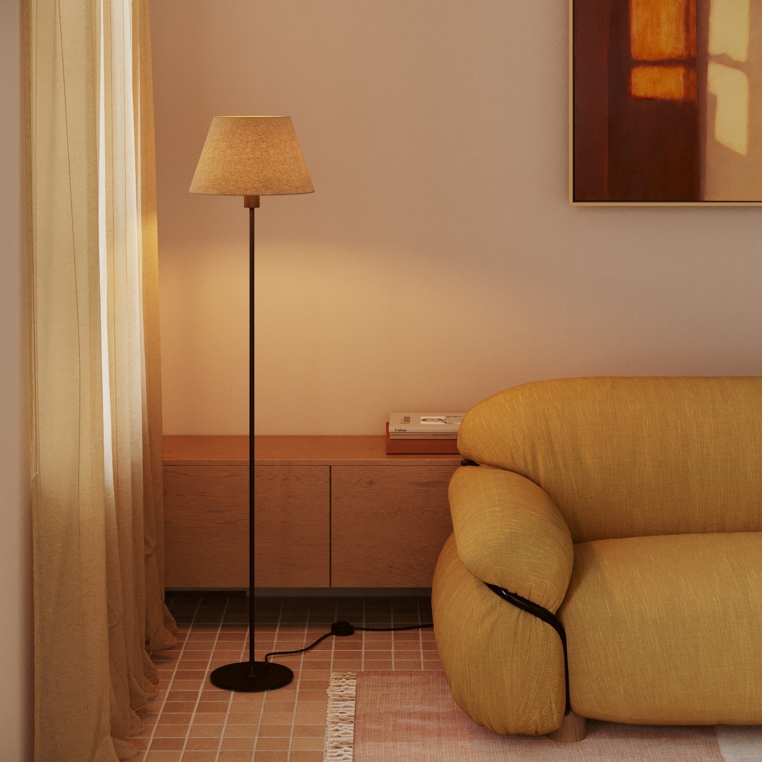 Paralume Impero M in tessuto per lampada da terra con attacco E27 - Made in Italy - Lana Beige - Creative Cables