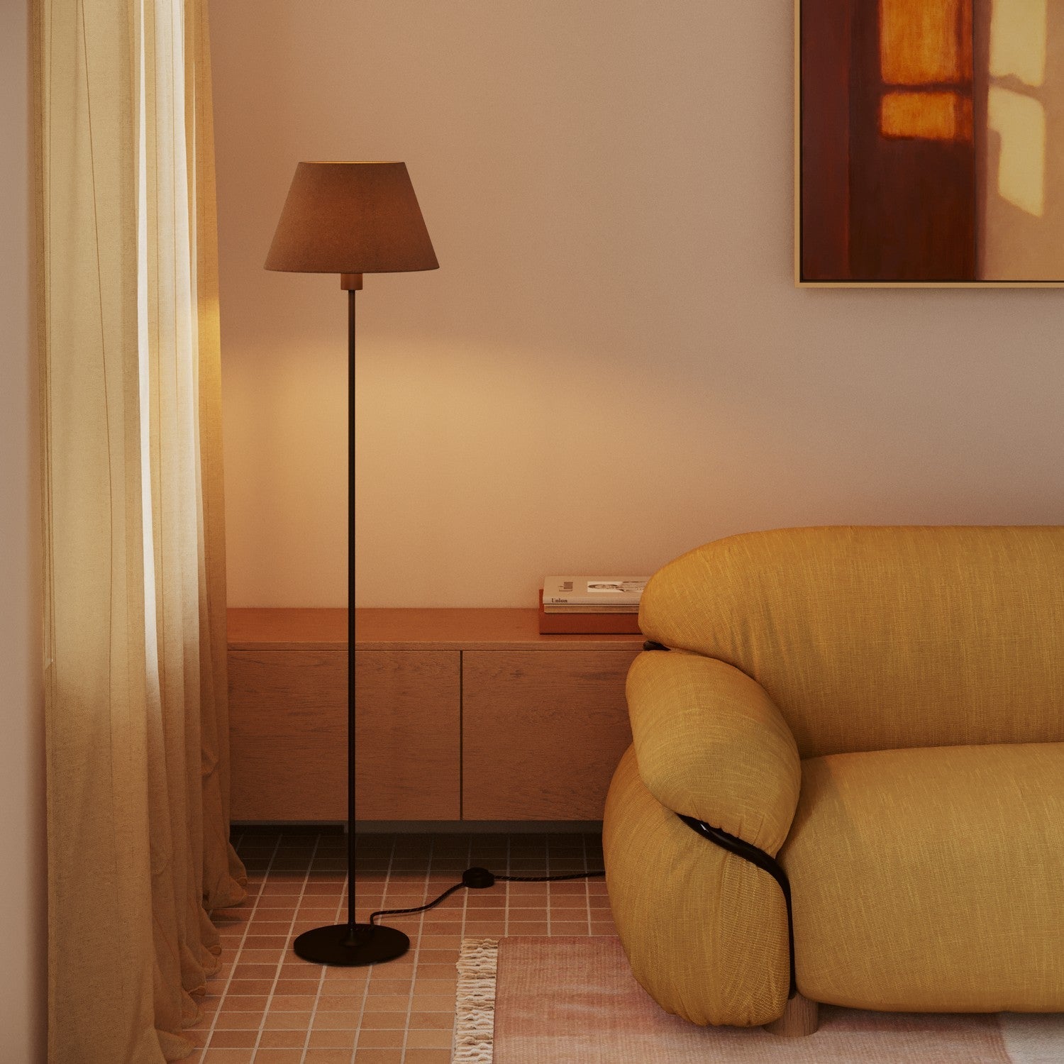 Paralume Impero M in tessuto per lampada da terra con attacco E27 - Made in Italy - Lana Marrone - Creative Cables