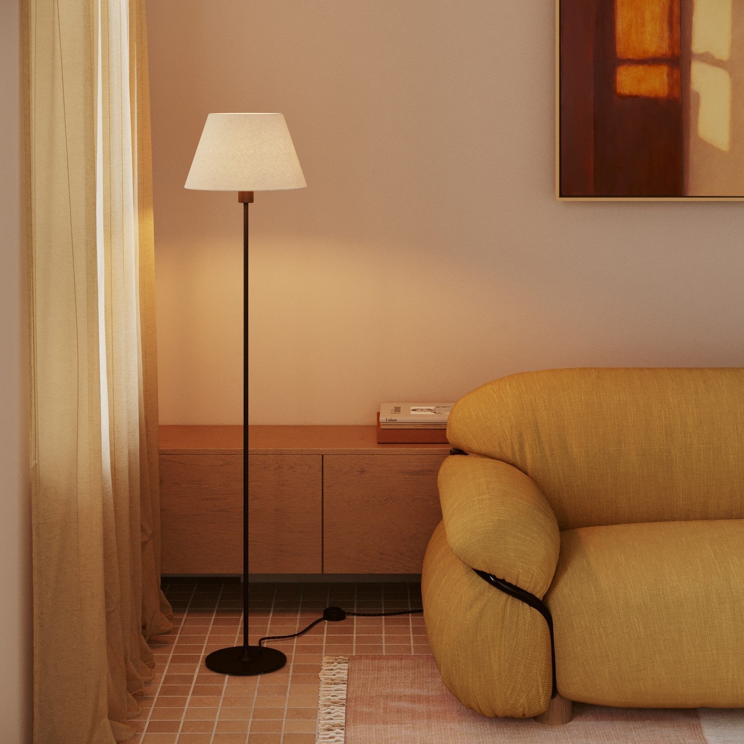 Paralume Impero M in tessuto per lampada da terra con attacco E27 - Made in Italy - Lana Sabbia - Creative Cables