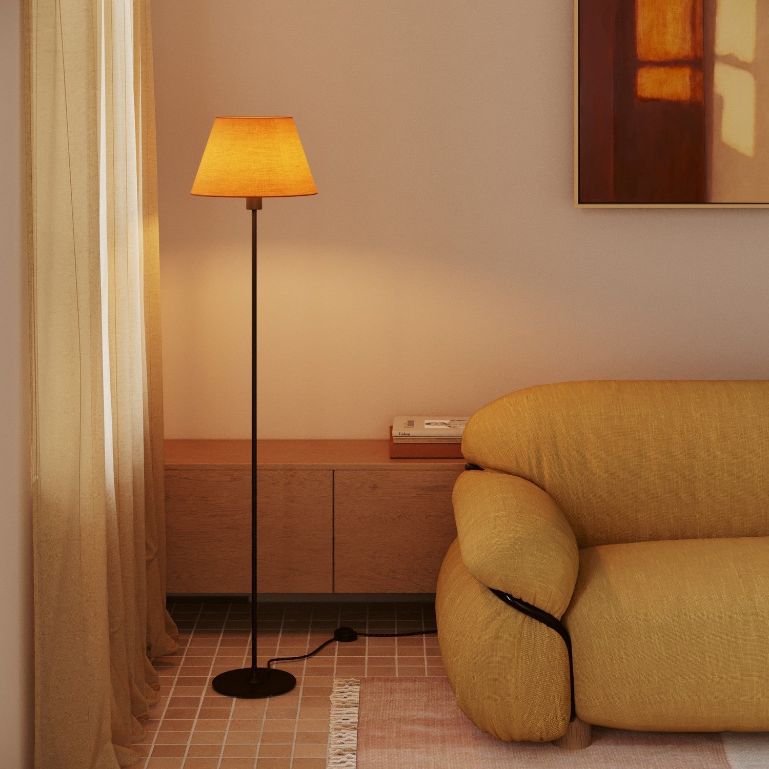 Paralume Impero M in tessuto per lampada da terra con attacco E27 - Made in Italy - Teletta Mandarino - Creative Cables