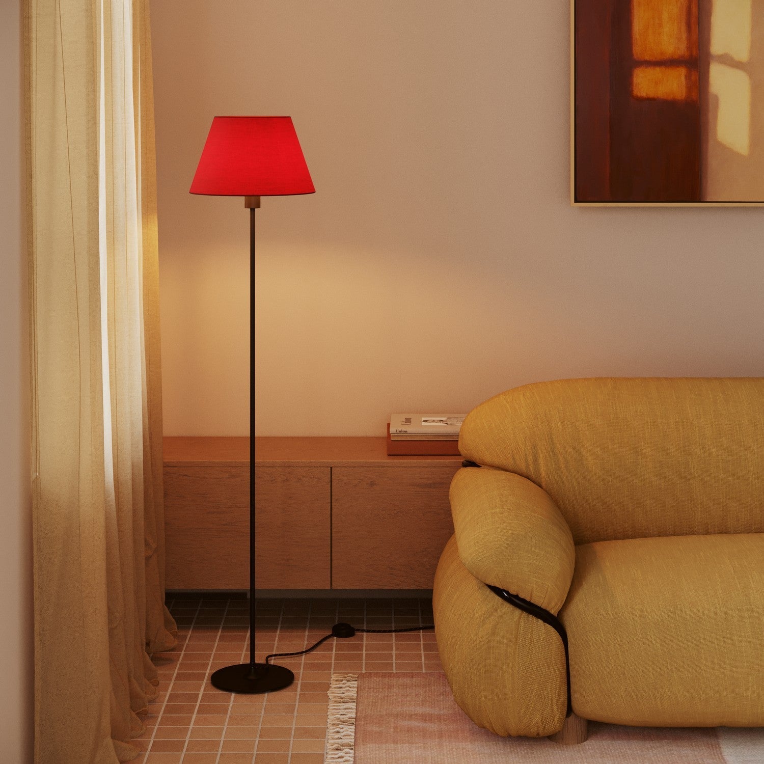 Paralume Impero M in tessuto per lampada da terra con attacco E27 - Made in Italy - Teletta Rosso - Creative Cables