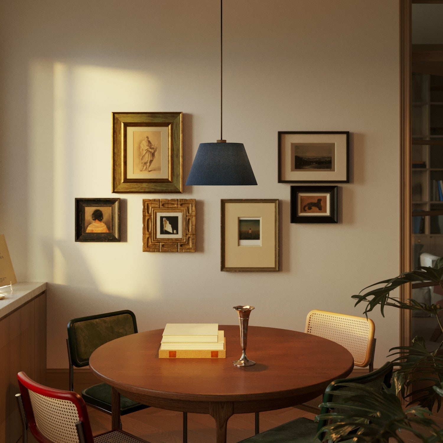 Paralume Impero M per sospensione con attacco E27 - Made in Italy - Lana Blu - Creative Cables