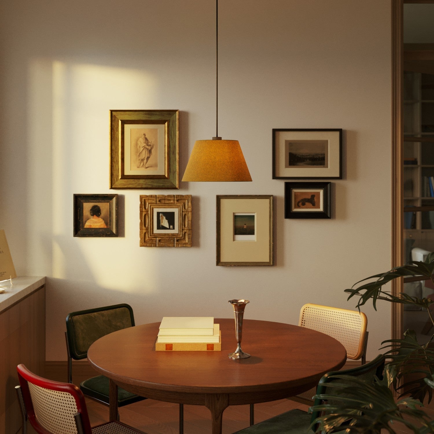 Paralume Impero M per sospensione con attacco E27 - Made in Italy - Lana Senape - Creative Cables