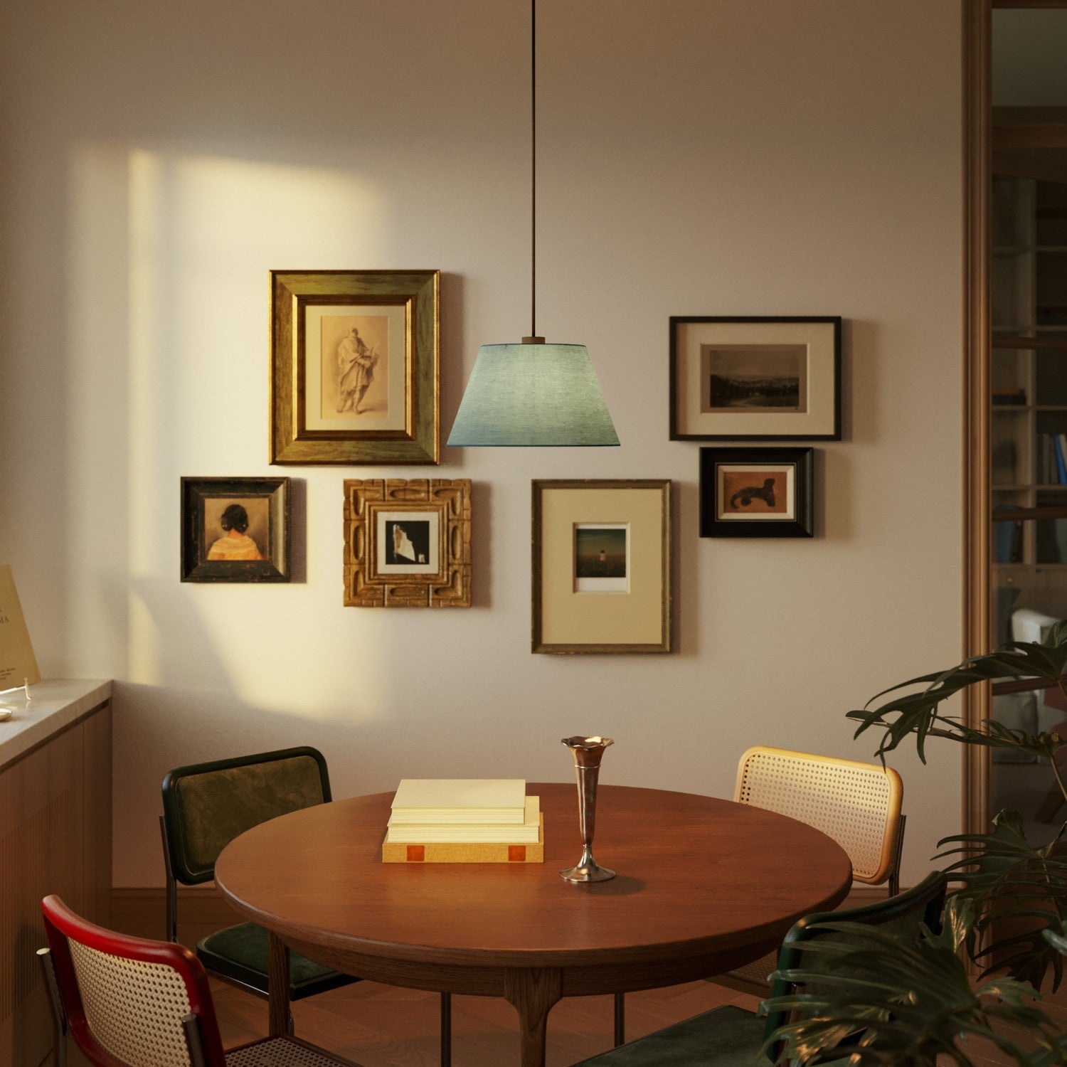 Paralume Impero M per sospensione con attacco E27 - Made in Italy - Teletta Verde Dubbio - Creative Cables