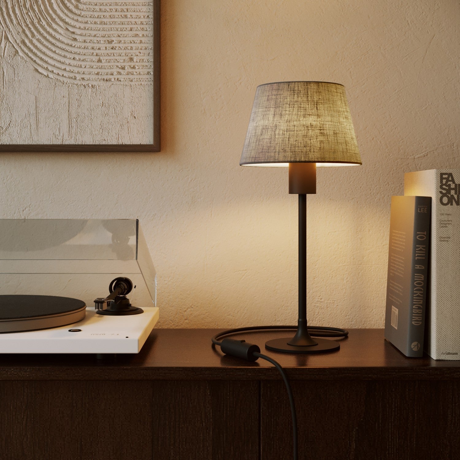 Paralume Impero S con attacco E27 per lampada da tavolo o applique - Made in Italy - Camelot Grigio - Creative Cables