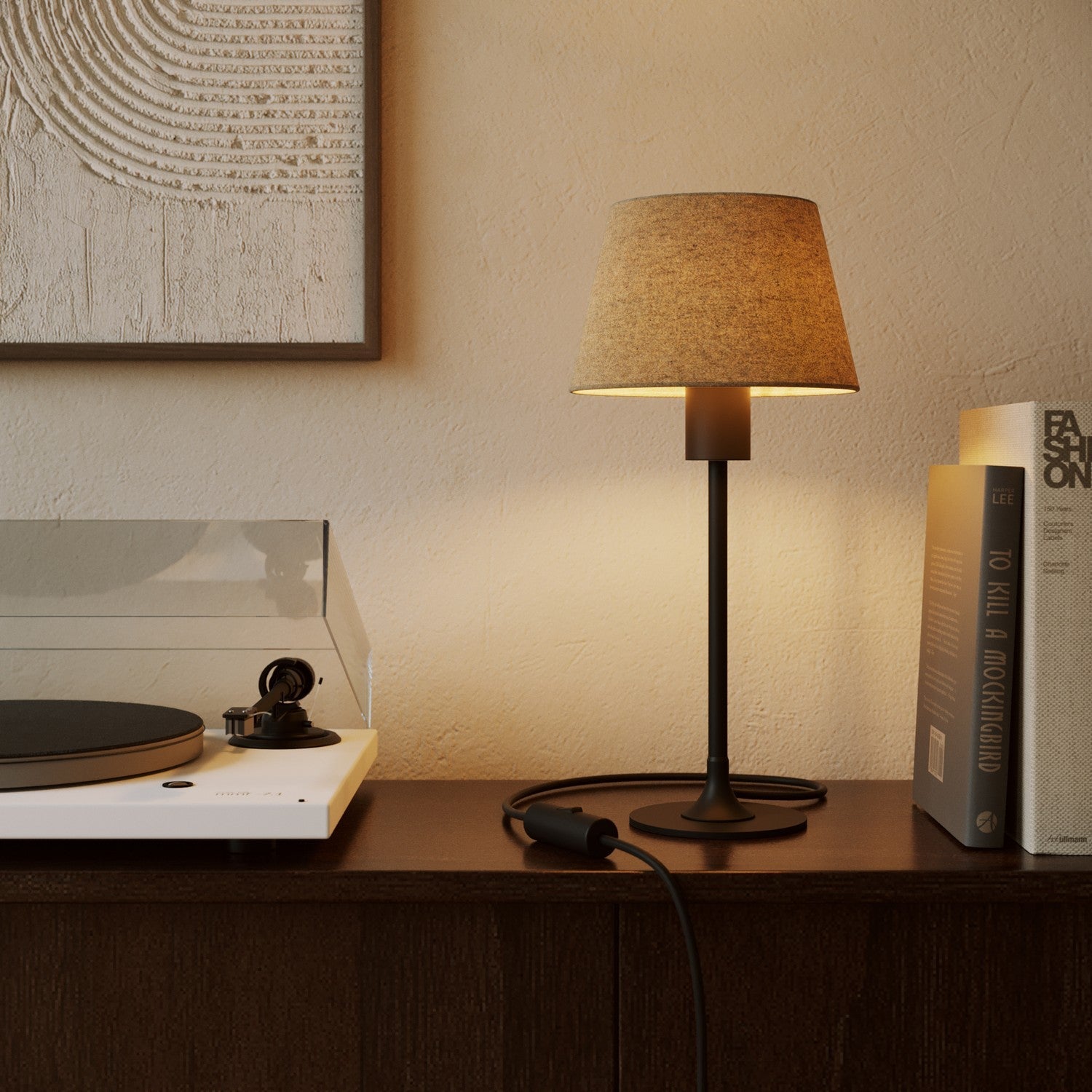 Paralume Impero S con attacco E27 per lampada da tavolo o applique - Made in Italy - Lana Beige - Creative Cables