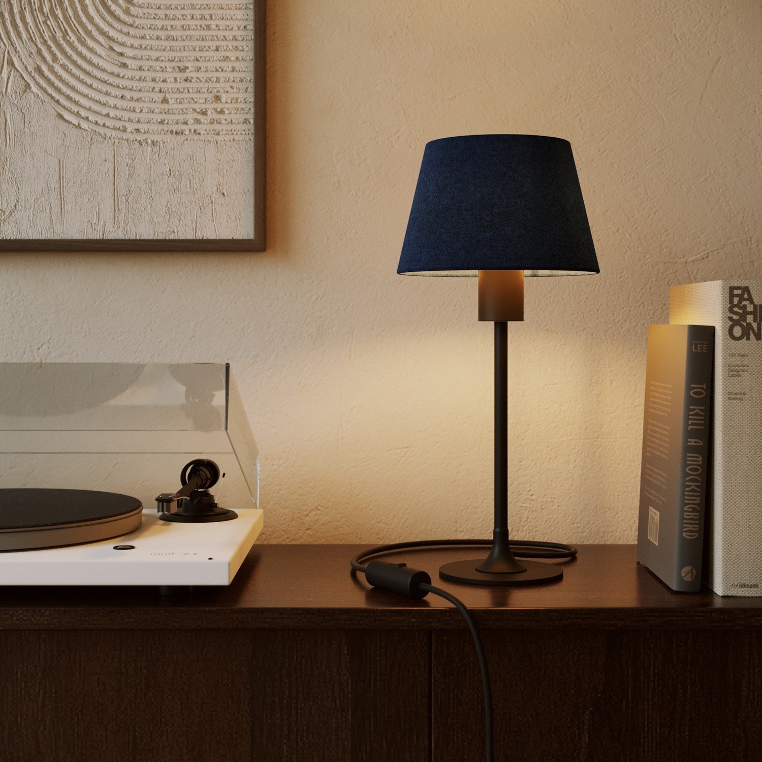 Paralume Impero S con attacco E27 per lampada da tavolo o applique - Made in Italy - Lana Blu - Creative Cables