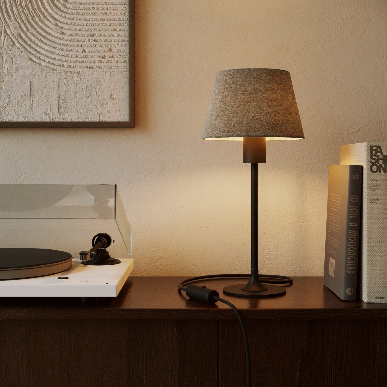 Paralume Impero S con attacco E27 per lampada da tavolo o applique - Made in Italy - Lana Grigio Chiaro - Creative Cables