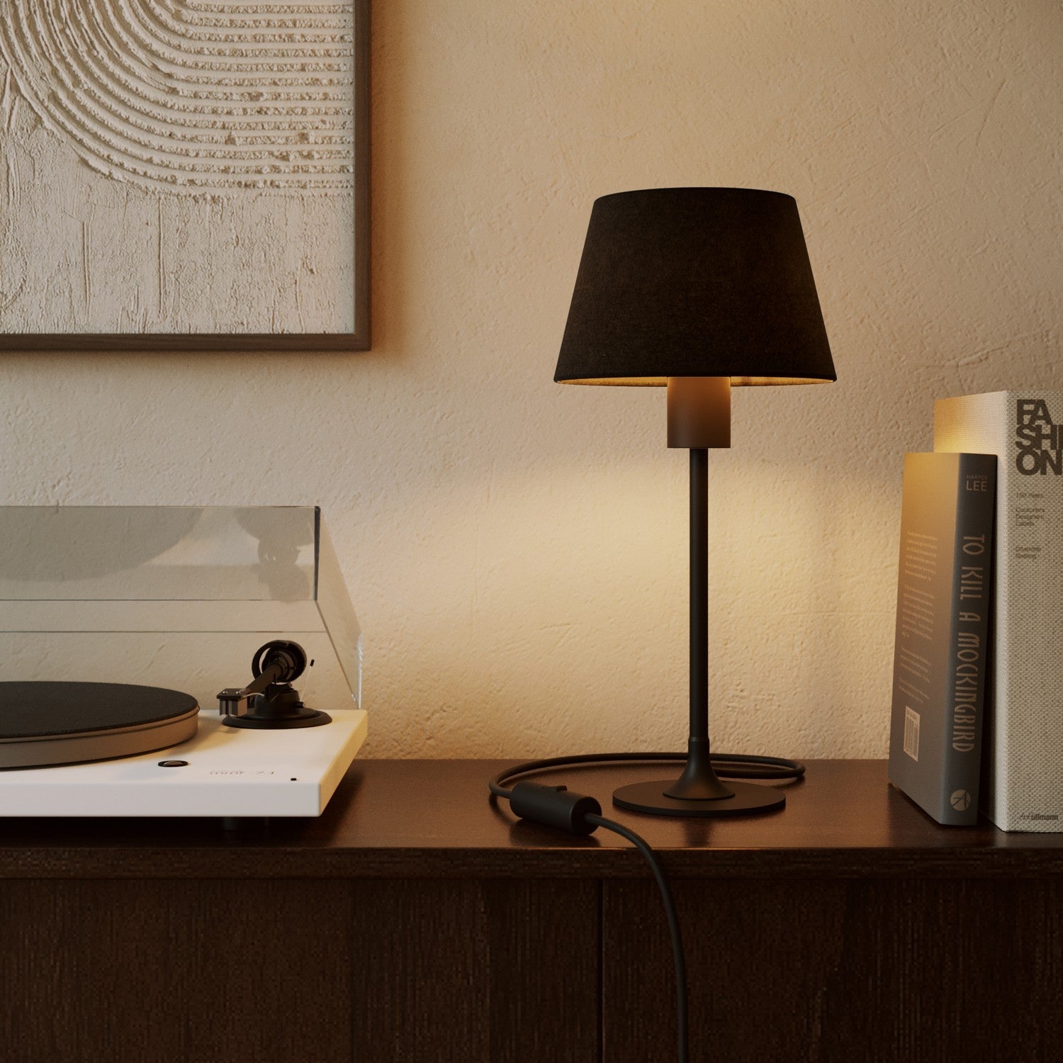 Paralume Impero S con attacco E27 per lampada da tavolo o applique - Made in Italy - Lana Grigio Scuro - Creative Cables