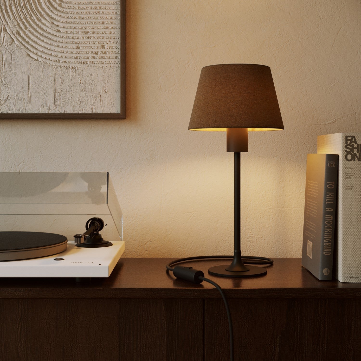 Paralume Impero S con attacco E27 per lampada da tavolo o applique - Made in Italy - Lana Marrone - Creative Cables