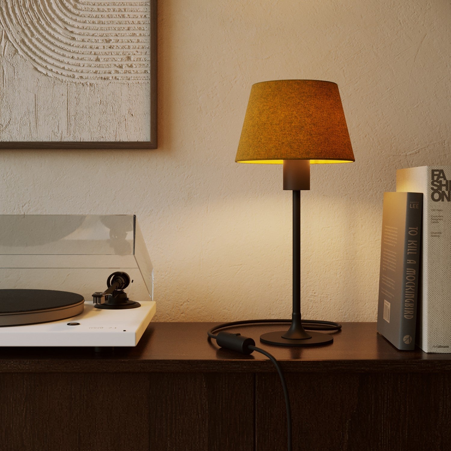 Paralume Impero S con attacco E27 per lampada da tavolo o applique - Made in Italy - Lana Senape - Creative Cables