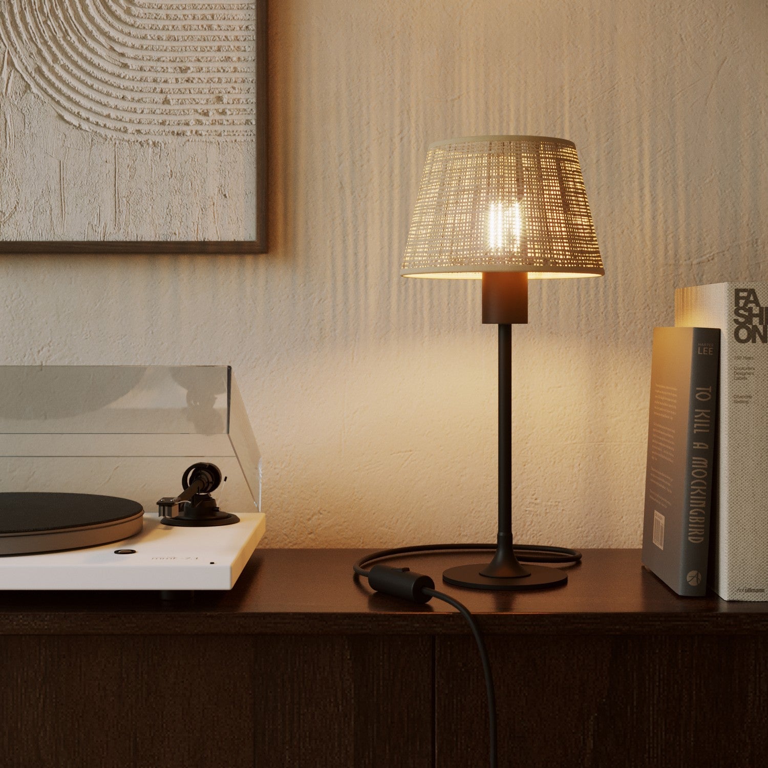 Paralume Impero S con attacco E27 per lampada da tavolo o applique - Made in Italy - Raphia - Creative Cables