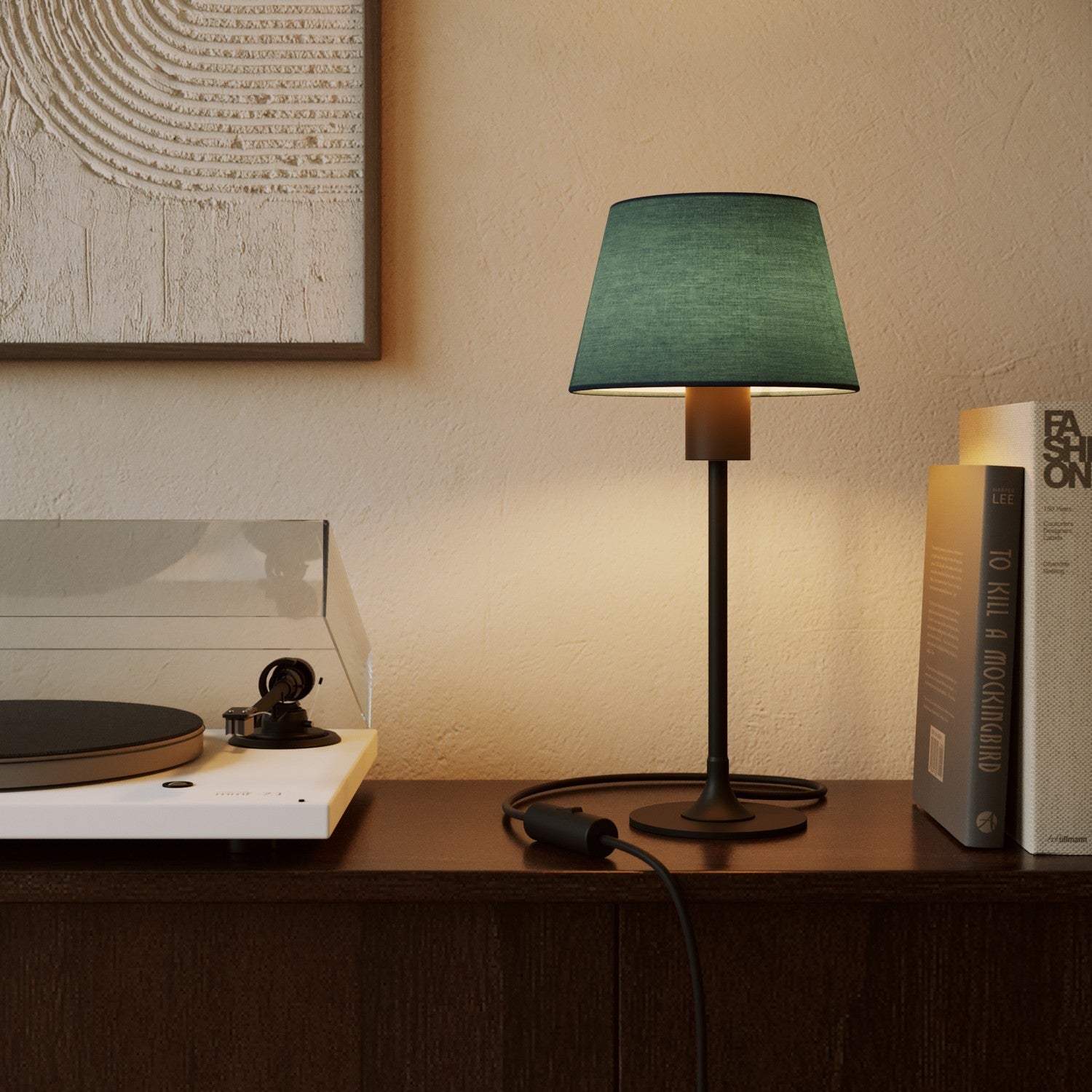 Paralume Impero S con attacco E27 per lampada da tavolo o applique - Made in Italy - Teletta Azzurro Severo - Creative Cables