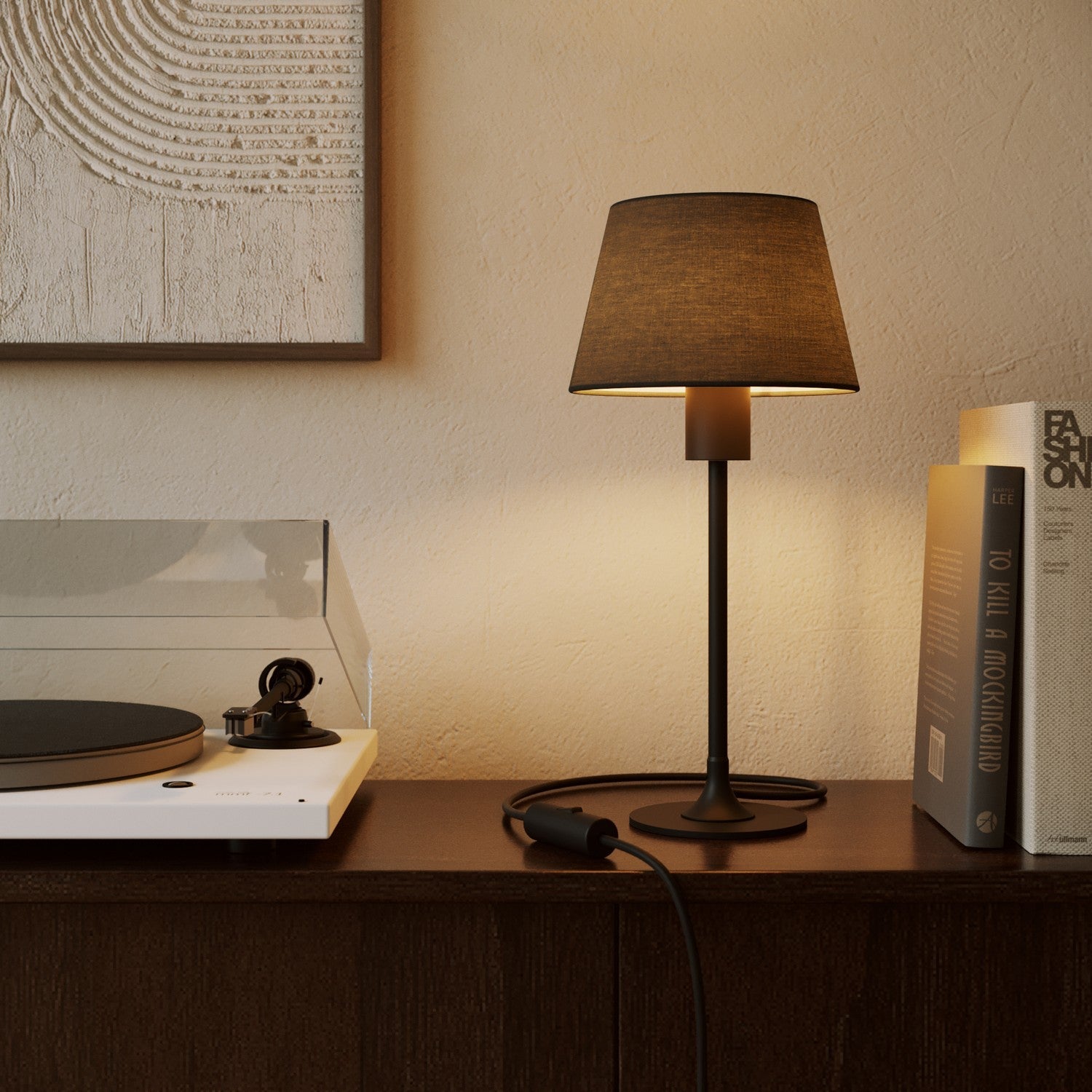 Paralume Impero S con attacco E27 per lampada da tavolo o applique - Made in Italy - Teletta Grigio Scuro - Creative Cables