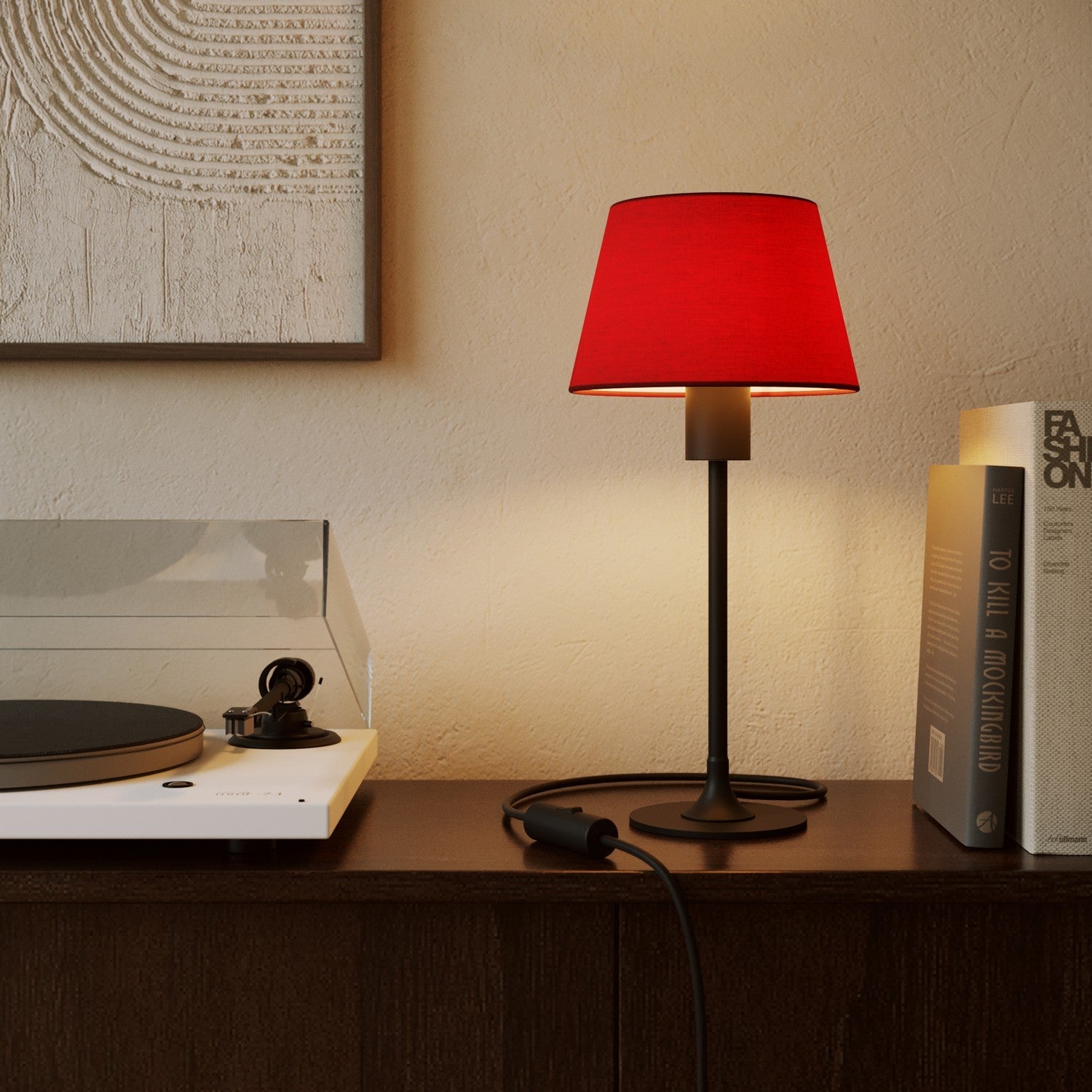 Paralume Impero S con attacco E27 per lampada da tavolo o applique - Made in Italy - Teletta Rosso - Creative Cables