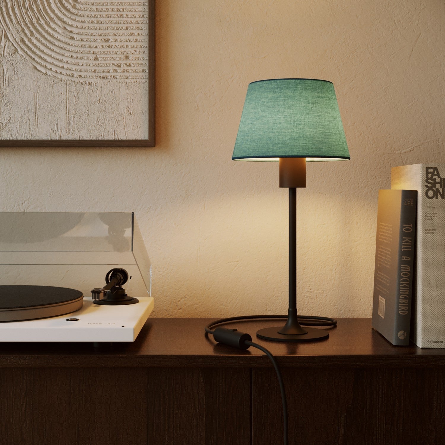 Paralume Impero S con attacco E27 per lampada da tavolo o applique - Made in Italy - Teletta Verde Dubbio - Creative Cables