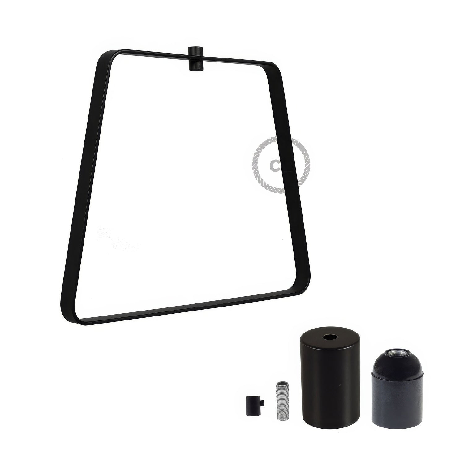 Paralume in metallo Duedì Base con copriportalampada in metallo e portalampada E27 - Nero