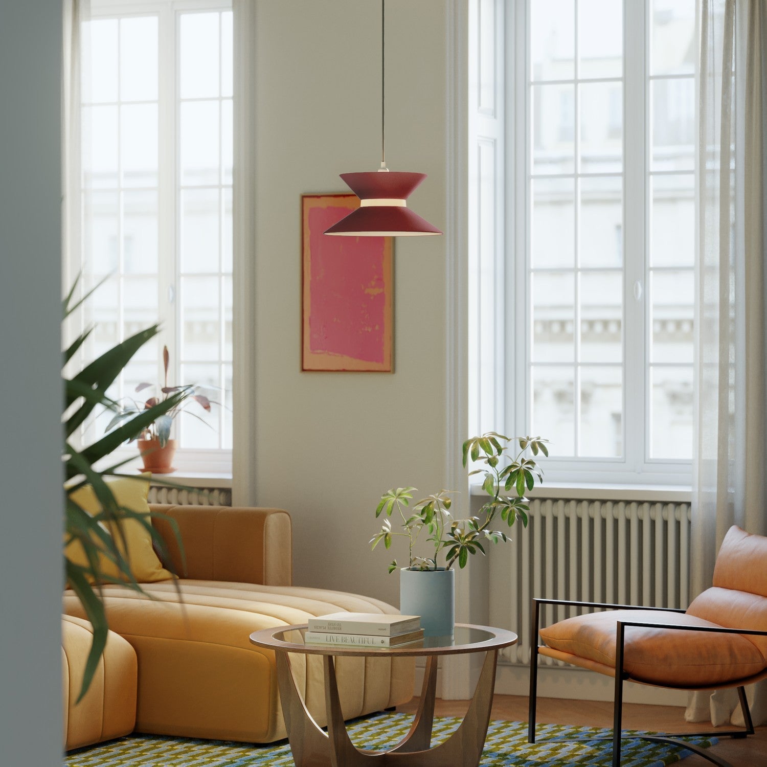 Paralume in tessuto Clessidra per lampada a sospensione - Arenal Bordeaux - Creative Cables