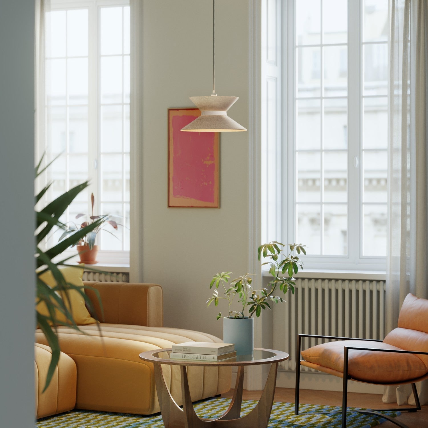 Paralume in tessuto Clessidra per lampada a sospensione - Lana Beige - Creative Cables