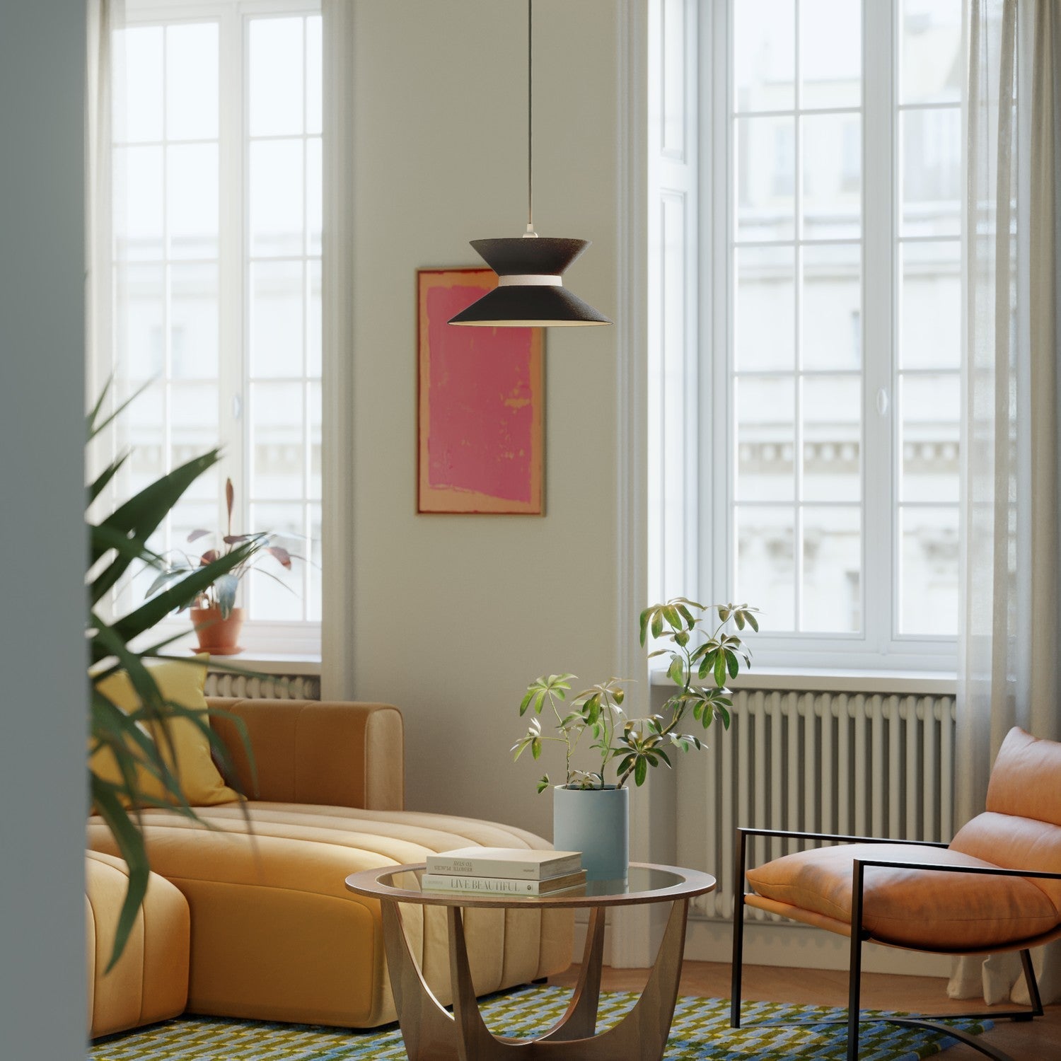 Paralume in tessuto Clessidra per lampada a sospensione - Lana Grigio Scuro - Creative Cables