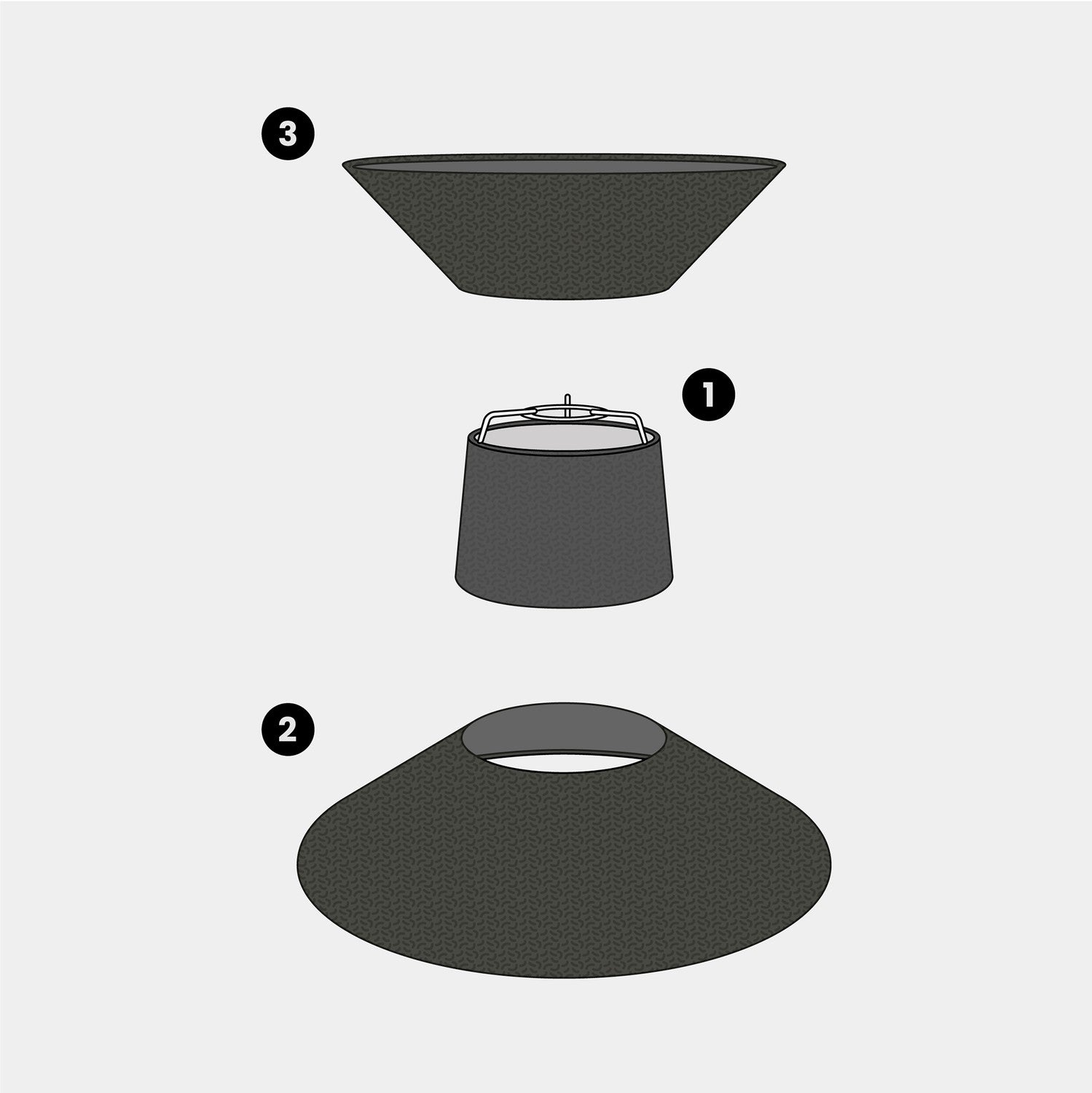 Paralume in tessuto Clessidra per lampada a sospensione - Lana Grigio Scuro Lana grigio scuro