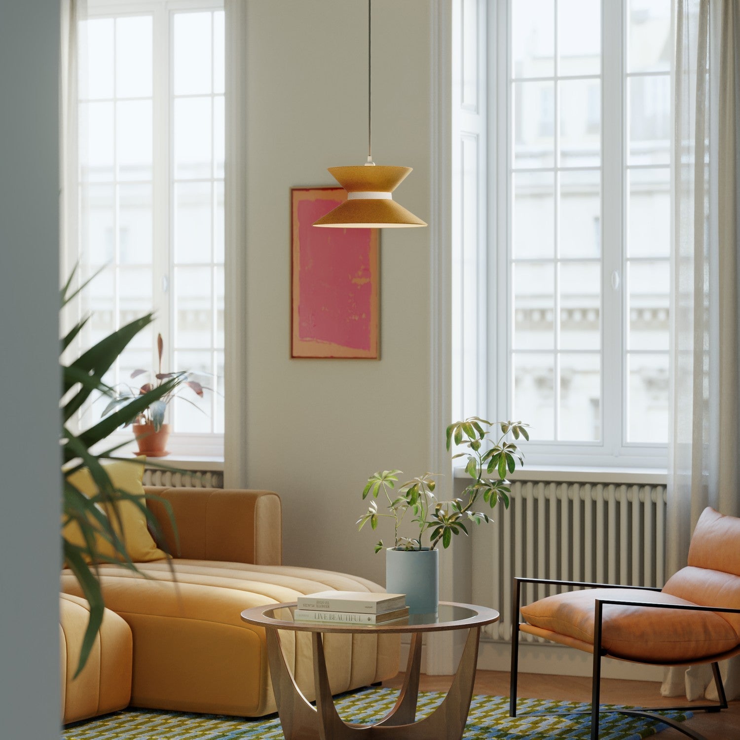 Paralume in tessuto Clessidra per lampada a sospensione - Lana Senape - Creative Cables