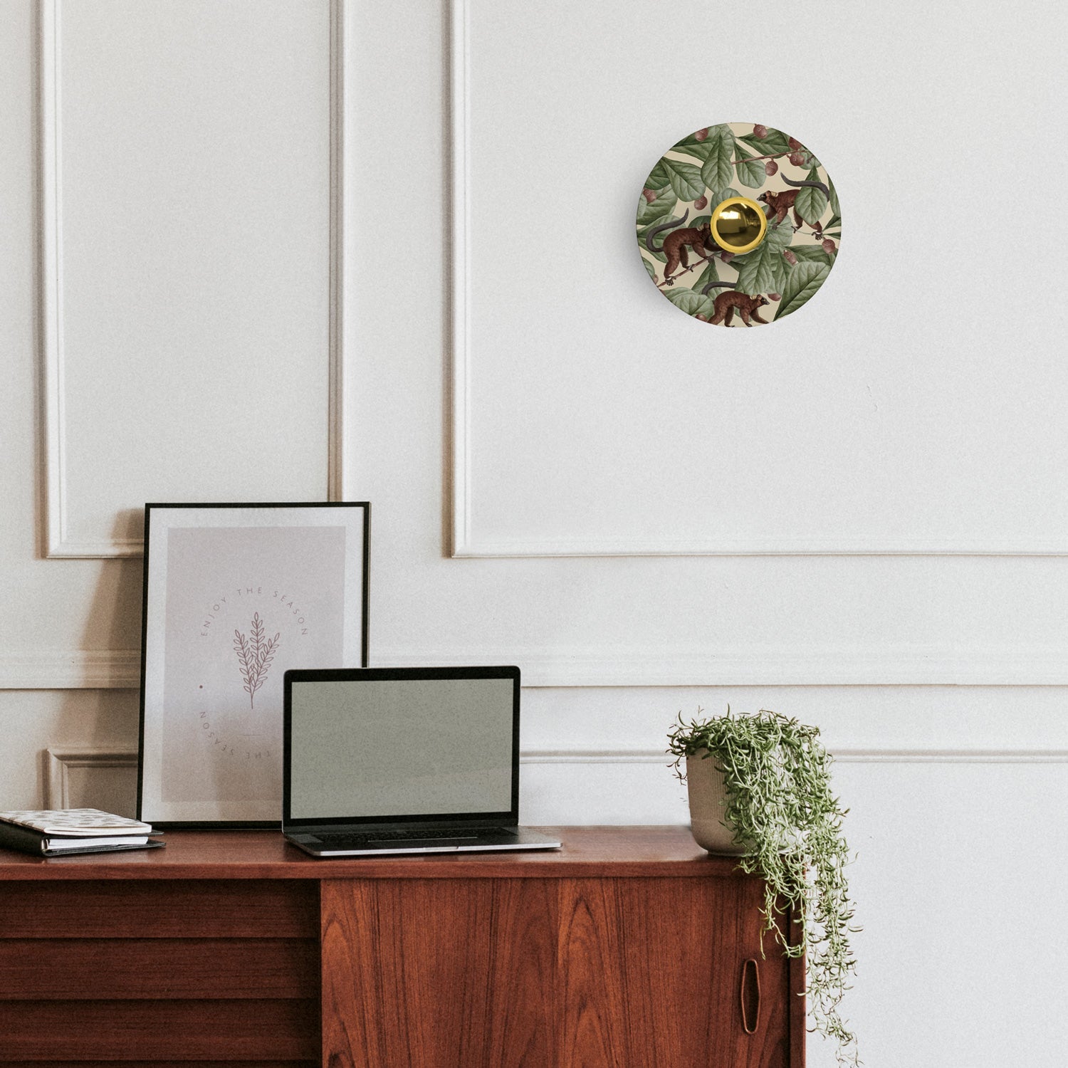 Paralume mini piatto Ellepì con animali della giungla 'Wildlife Whispers' Animali Lemuri, diametro 24 cm - Made in Italy - Creative Cables