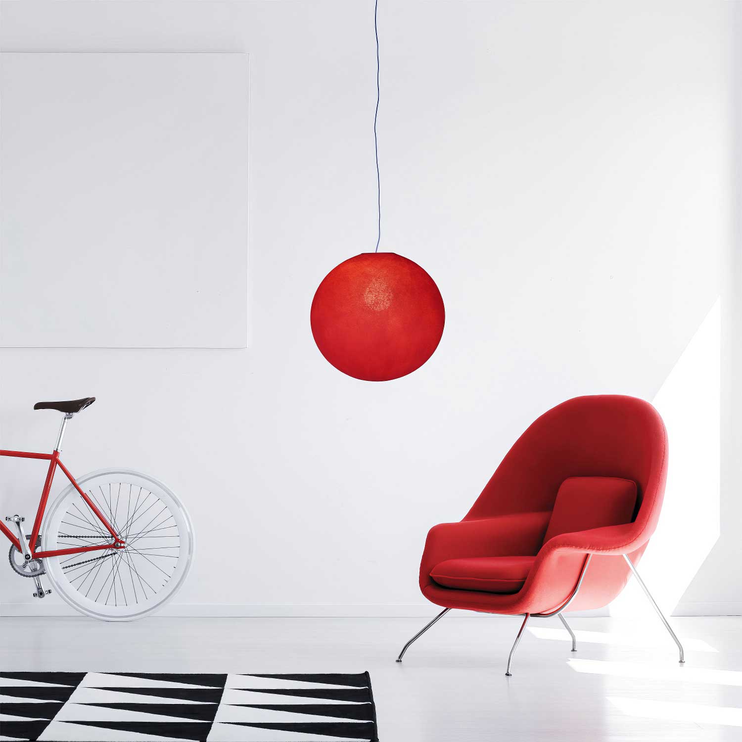 Paralume Sfera in filo 100% fatto a mano - Poliestere Rosso