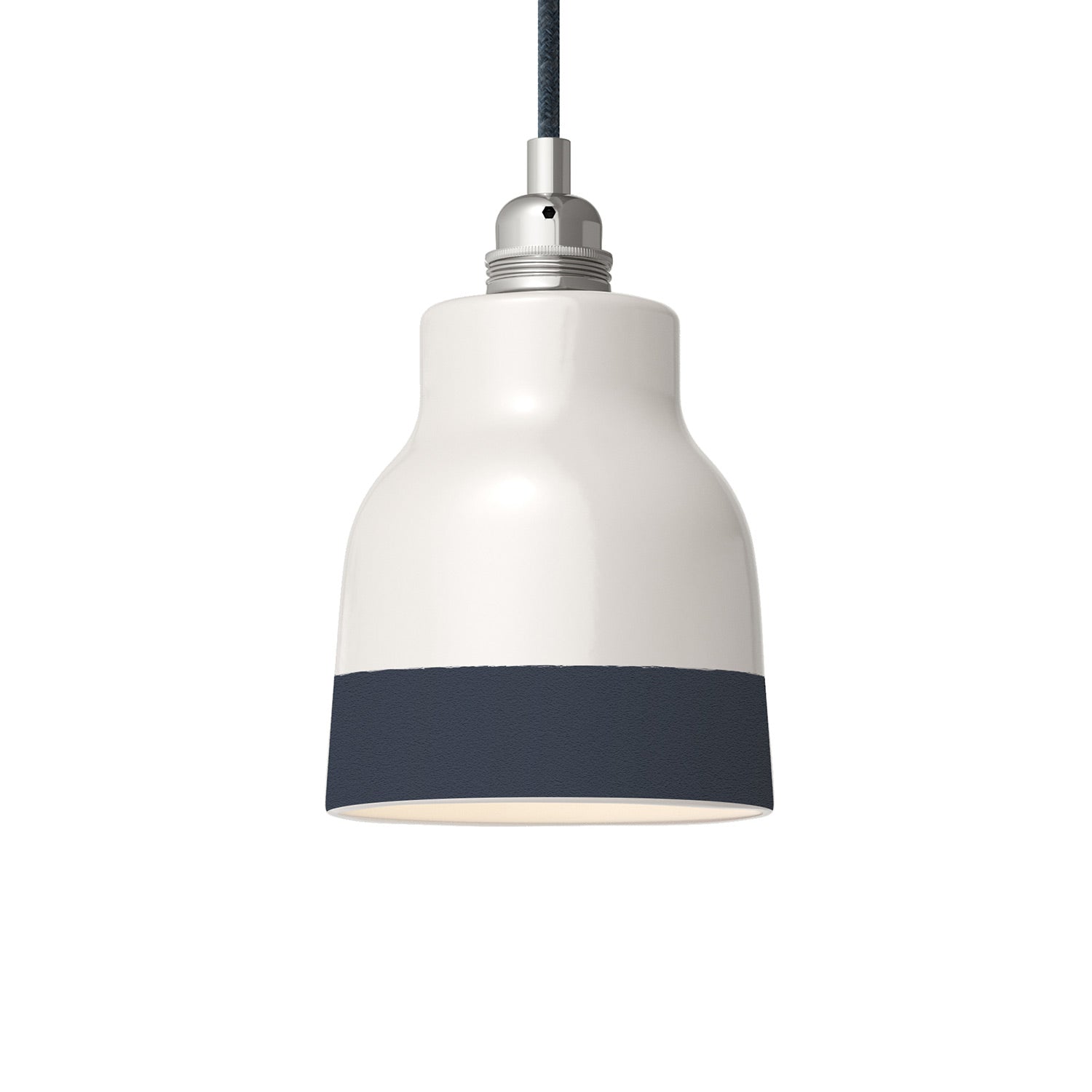 Paralume Vaso bicolore in ceramica Bianco e Petrolio, collezione Materia - Made in Italy - Creative Cables